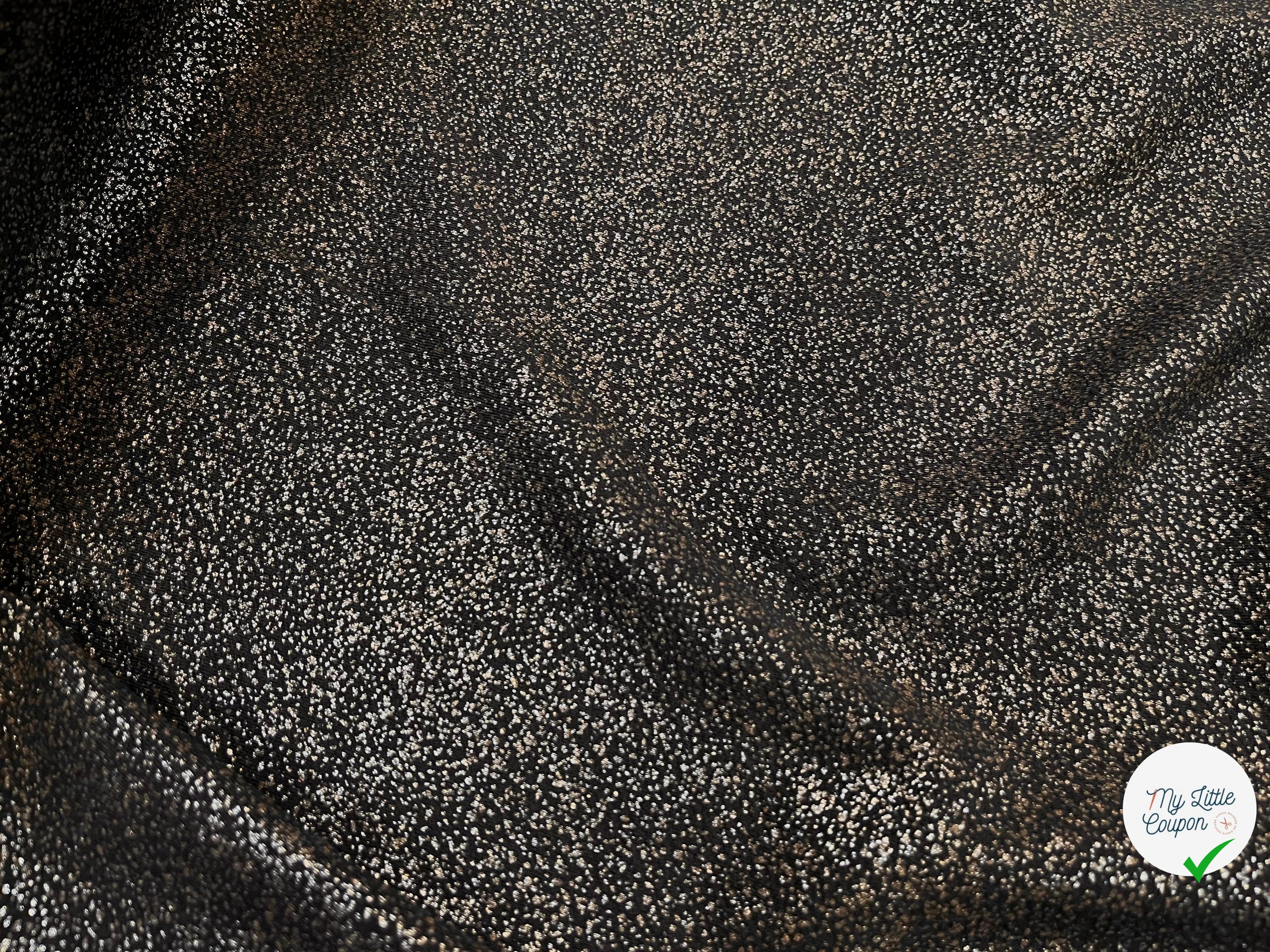 MAILLE JERSEY FOND NOIR POINT ARGENTÉ REFLET BRONZE - My Little Coupon