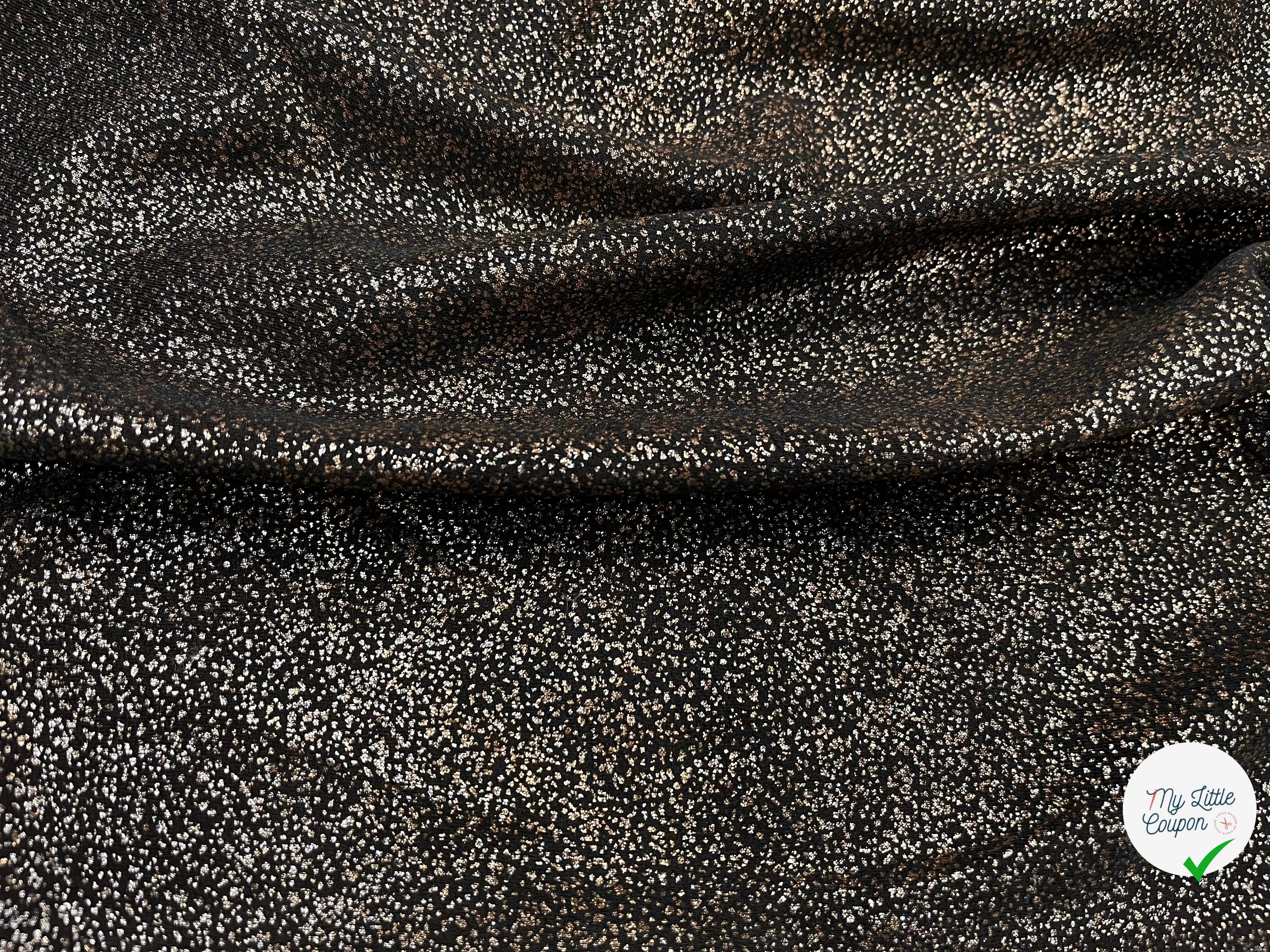 MAILLE JERSEY FOND NOIR POINT ARGENTÉ REFLET BRONZE - My Little Coupon