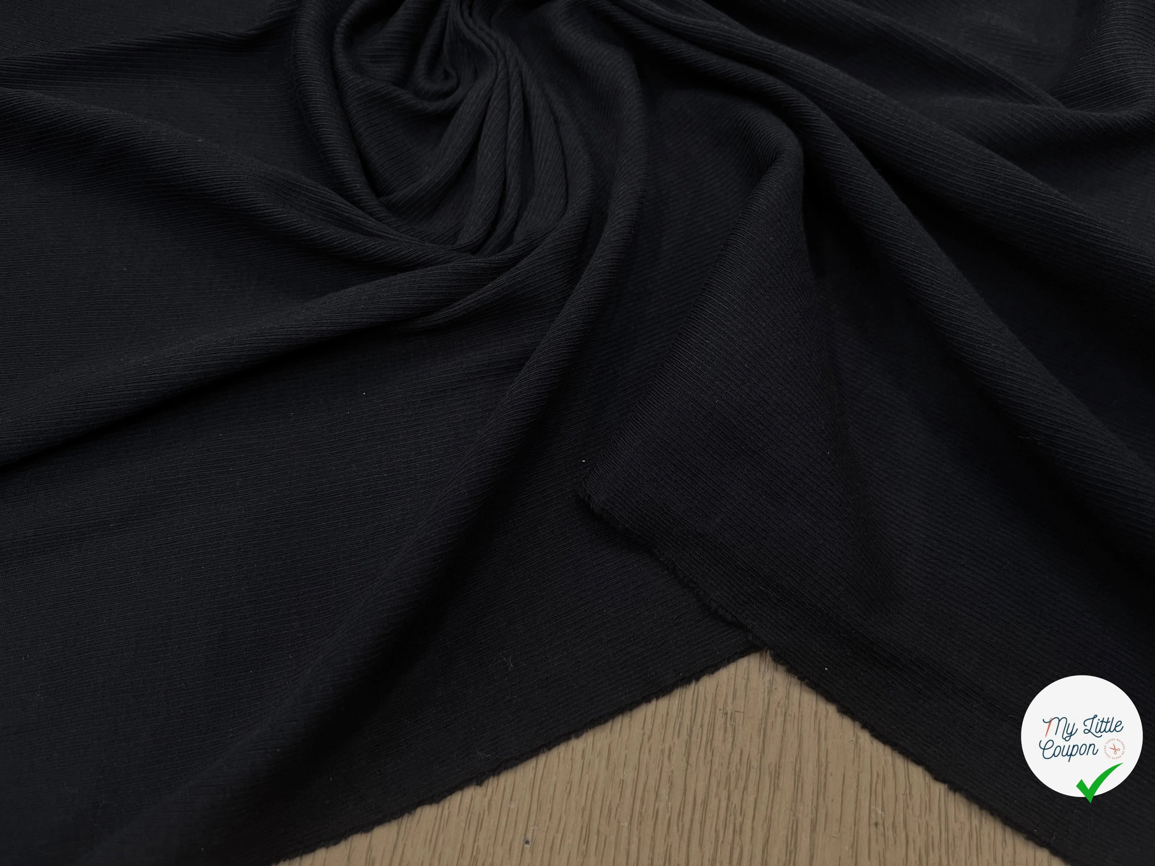 MAILLE LEGÈREMENT COTELLÉ LÉGER 105CM MIDNIGHT BLUE STRETCH - My Little Coupon