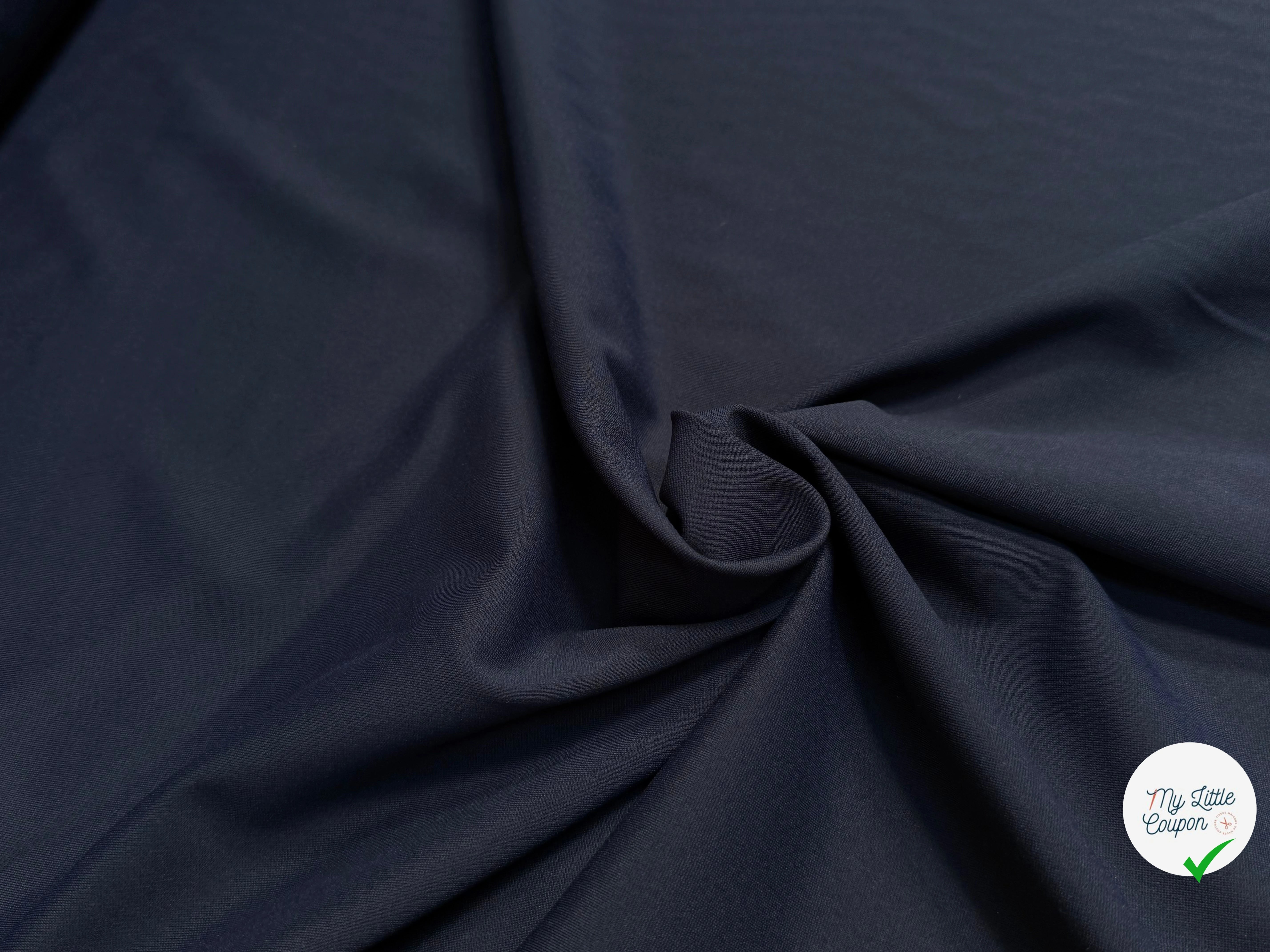 MAILLE LOURDE 100% POLYAMIDE STRETCH LÉGÈREMENT SATINÉ BLEU MARINE - My Little Coupon