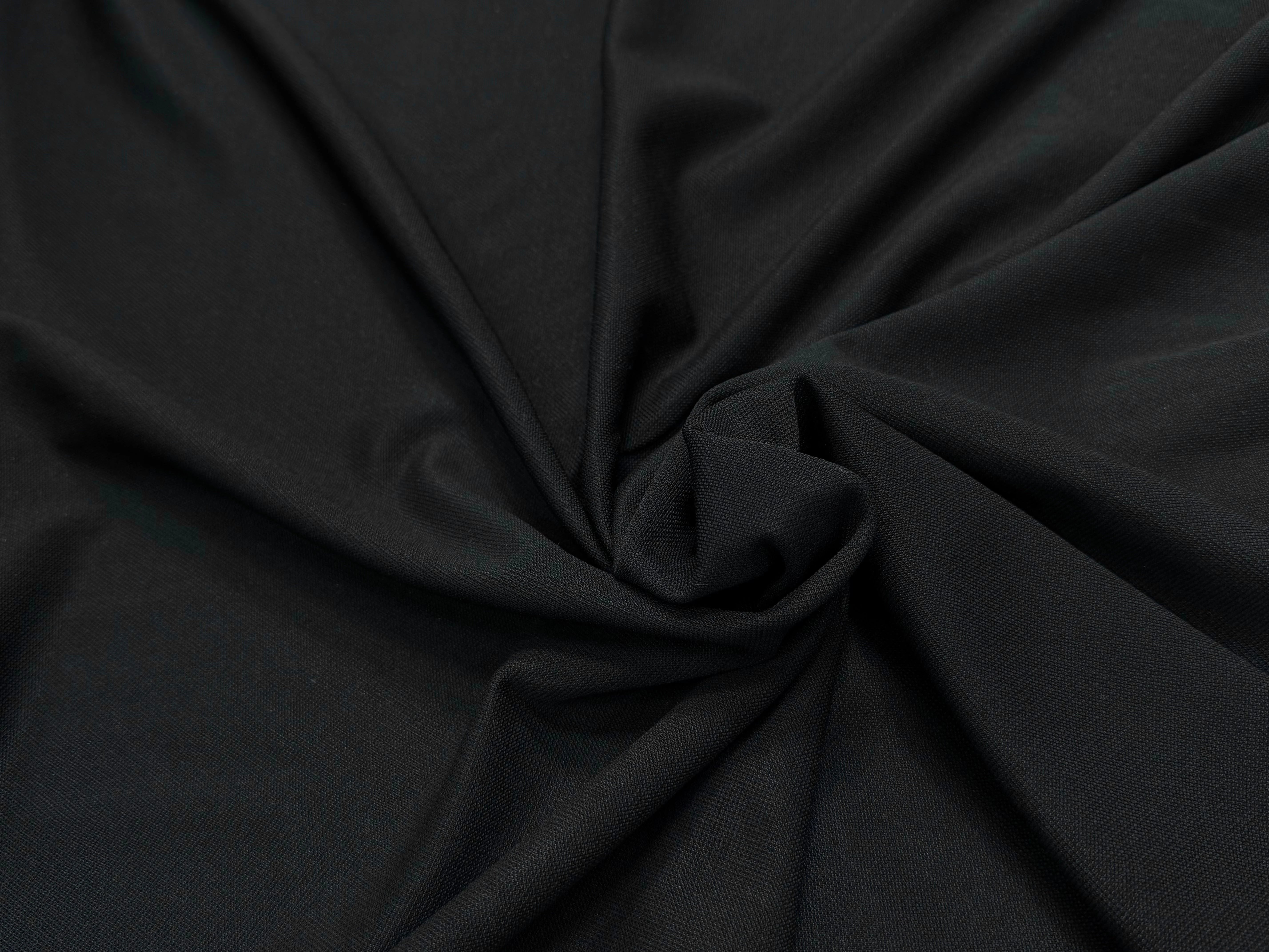 MAILLE LOURDE 76% VISCOSE ULTRA STRETCH NOIR LÈGEREMENT SATINÉ ASPECT PIQUÉ - My Little Coupon
