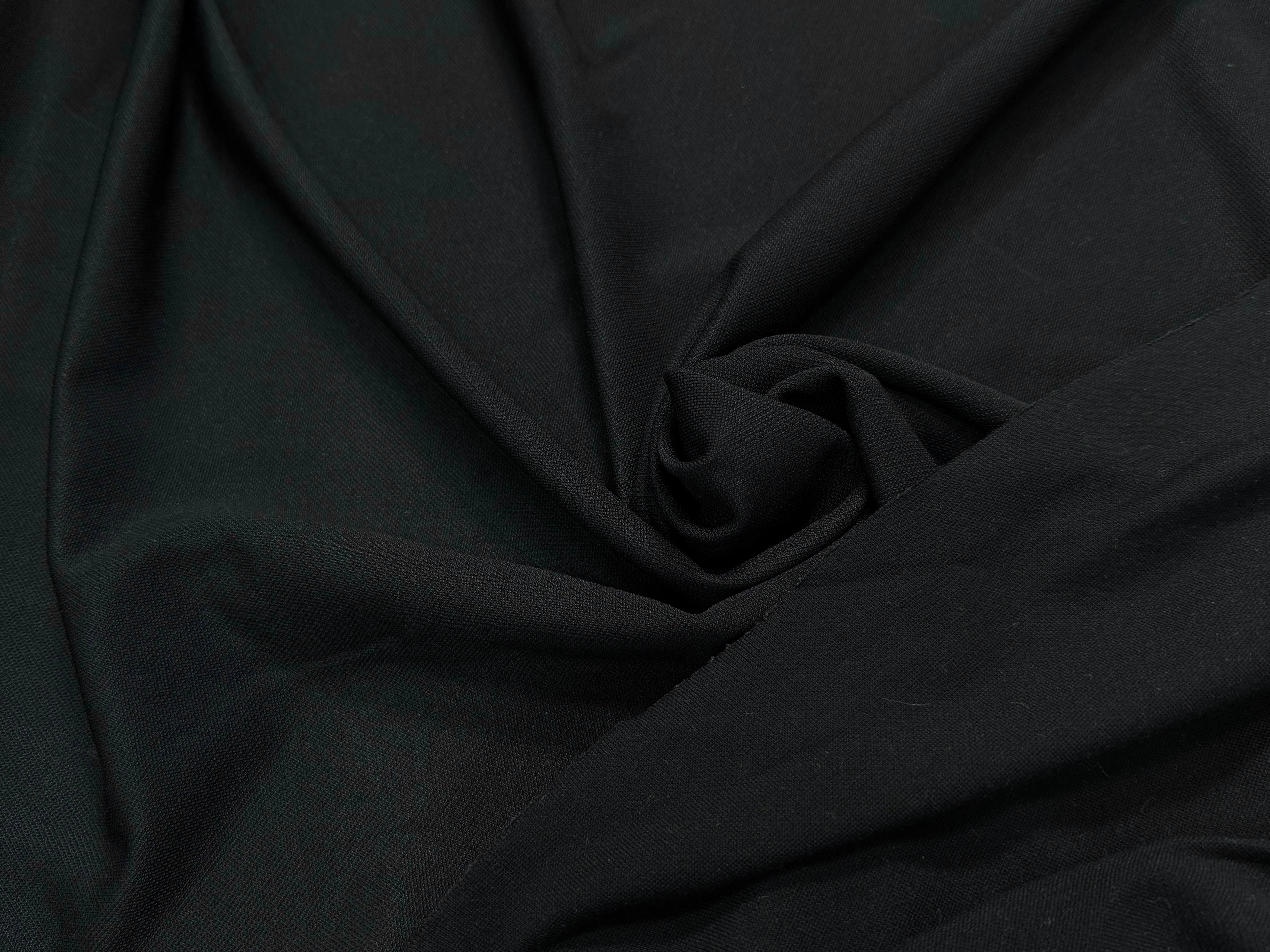 MAILLE LOURDE 76% VISCOSE ULTRA STRETCH NOIR LÈGEREMENT SATINÉ ASPECT PIQUÉ - My Little Coupon