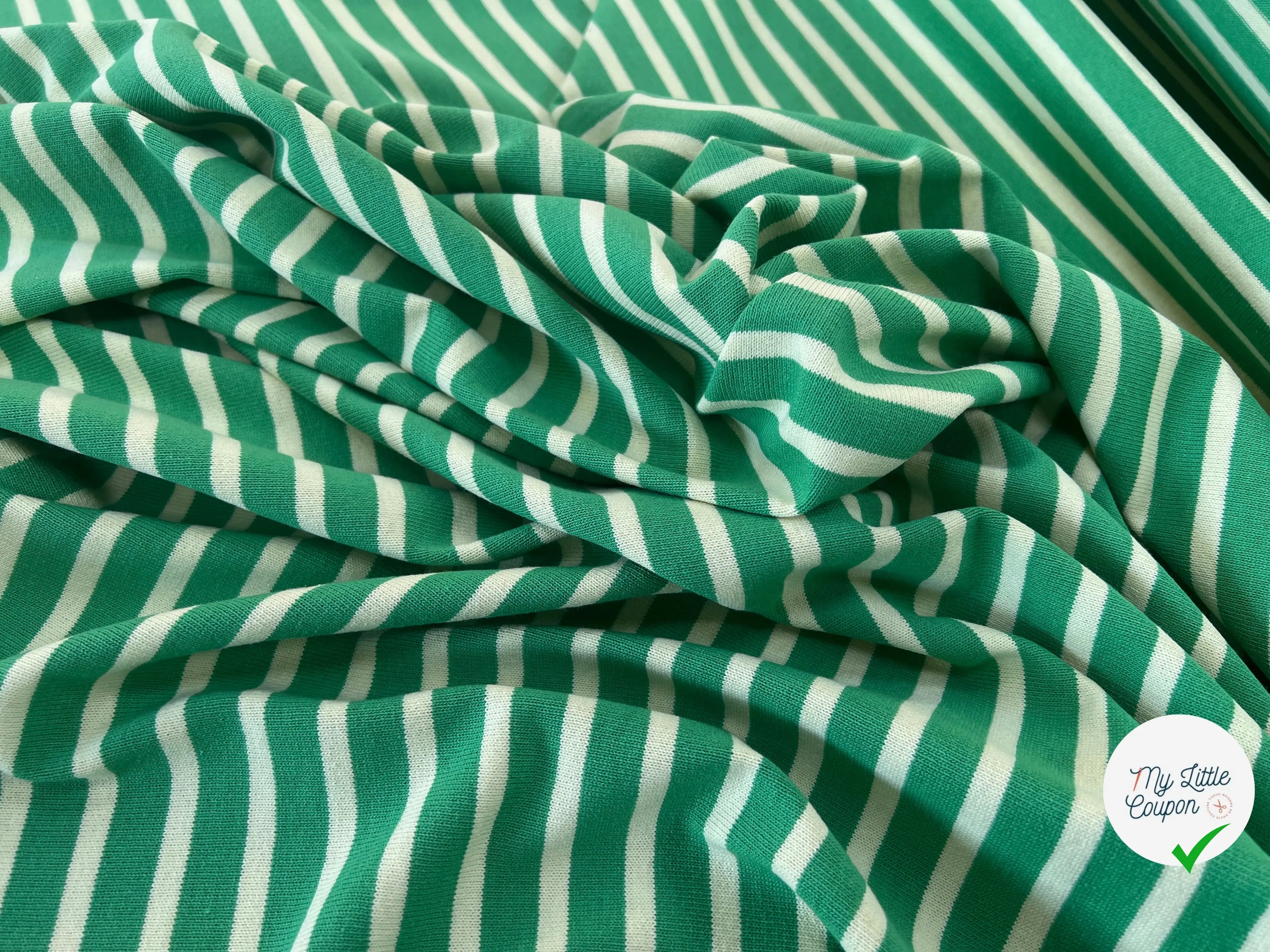 MAILLE LOURDE RAYURES CREME FOND VERT - My Little Coupon