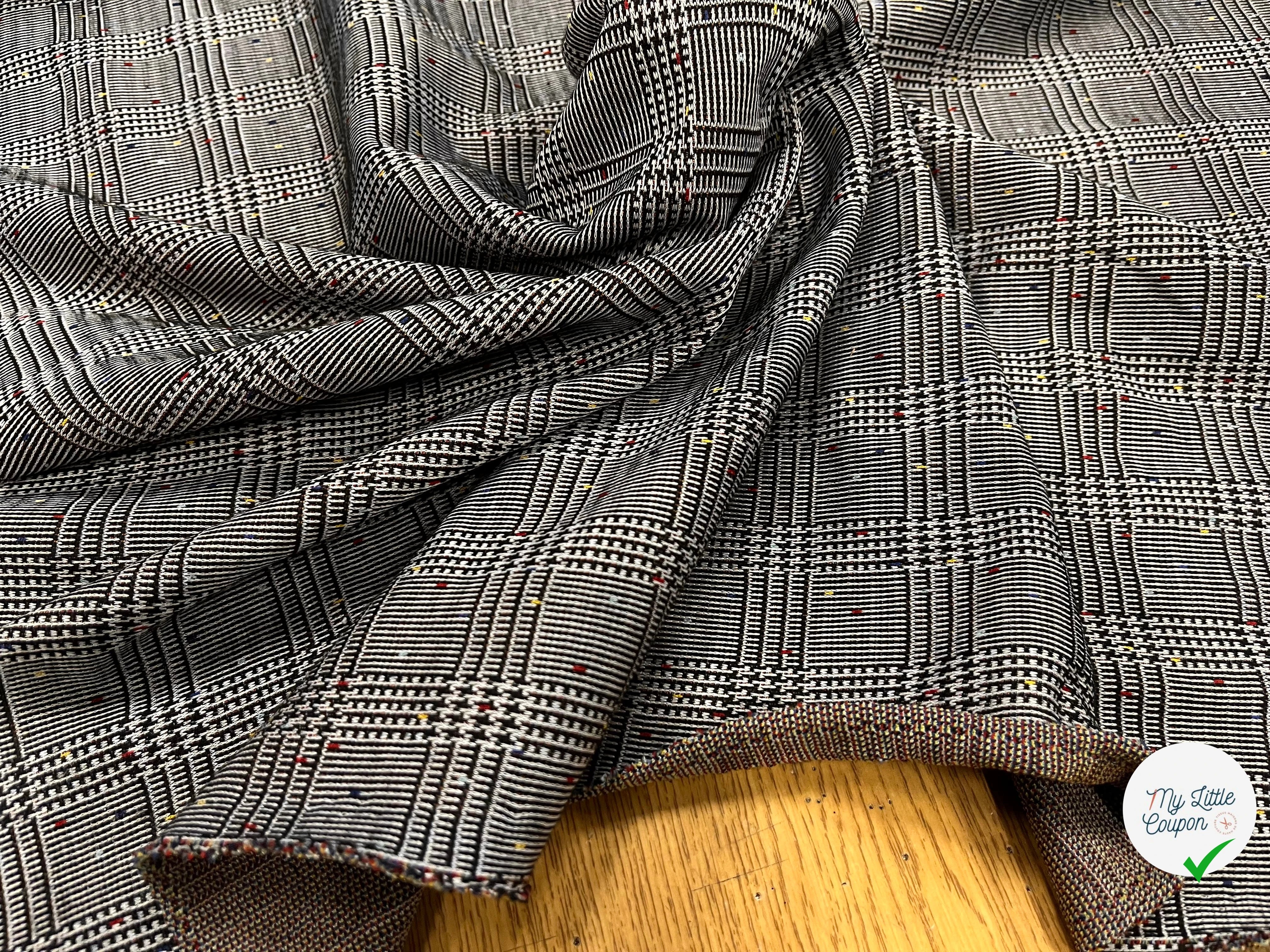 MAILLE MILANO PRINCE DE GALLE AVEC POIS MULTICOLORES STRETCH - My Little Coupon