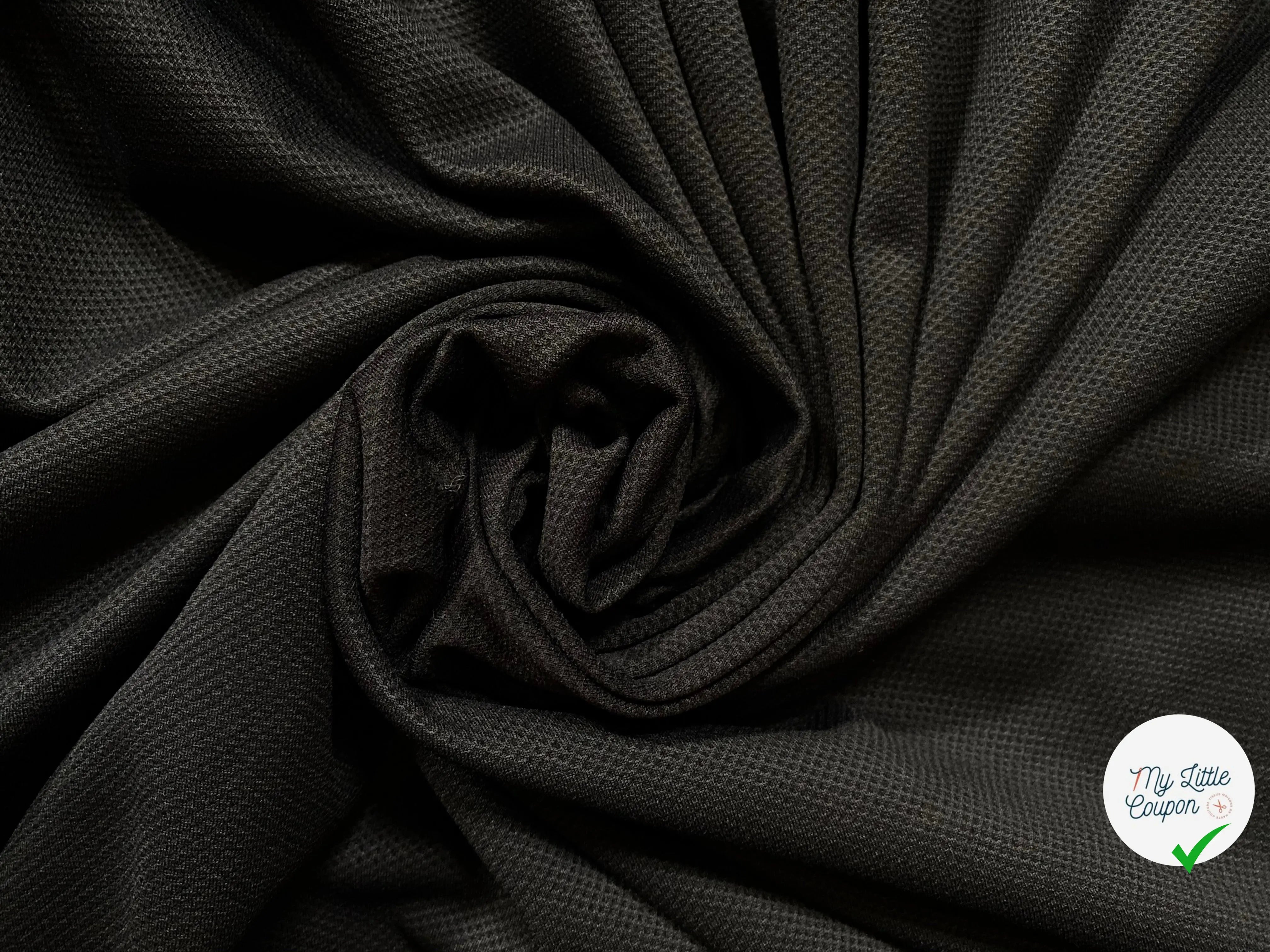 MAILLE PIQUÉE NID D’ABEILLE NOIRE - My Little Coupon - tissu - coudre