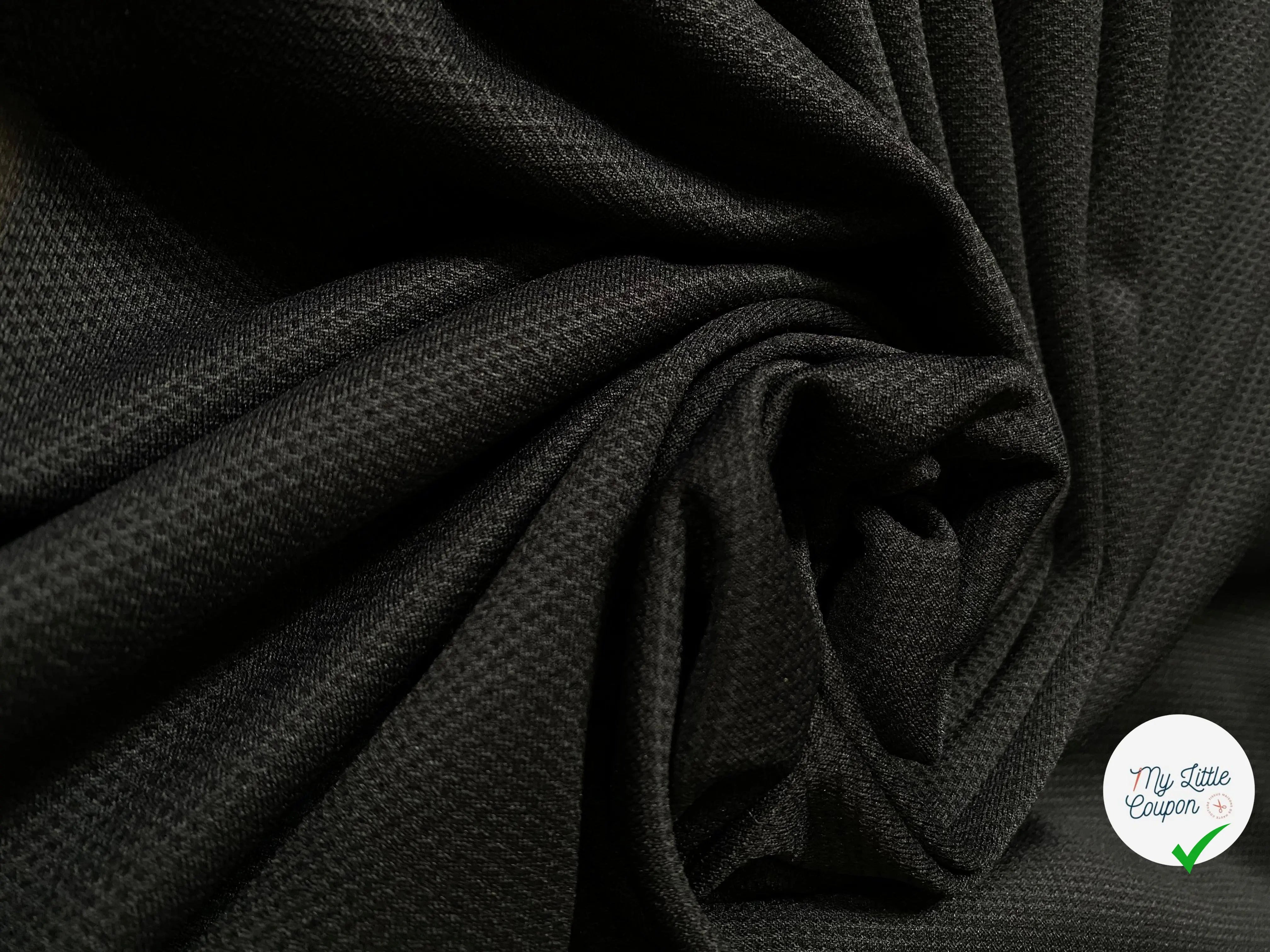 MAILLE PIQUÉE NID D’ABEILLE NOIRE - My Little Coupon - tissu - coudre