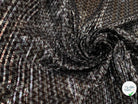 MAILLE PLISSÉ STRECH POLYESTER NOIR ET ARGENTÉ - My Little Coupon