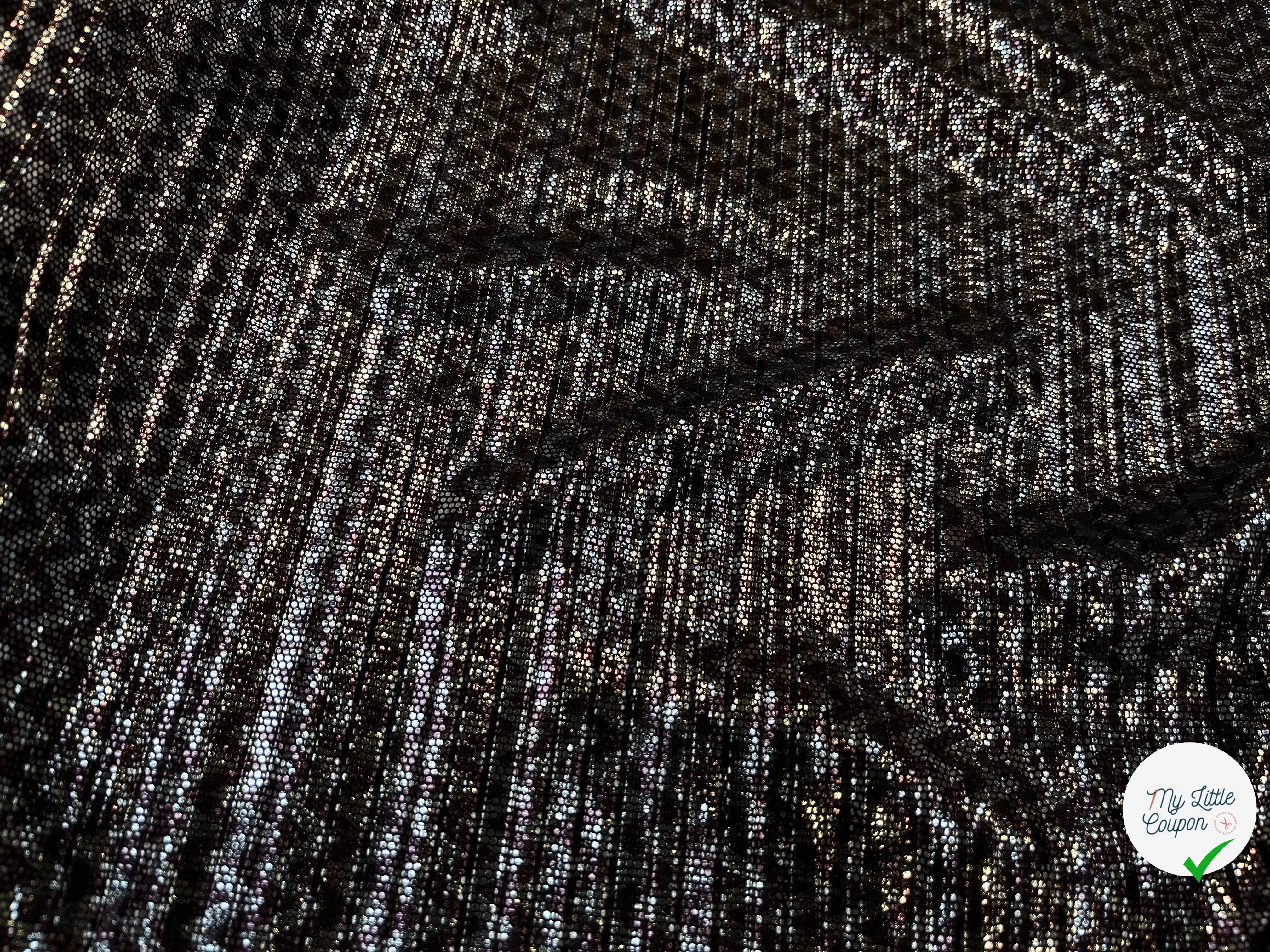 MAILLE PLISSÉ STRECH POLYESTER NOIR ET ARGENTÉ - My Little Coupon