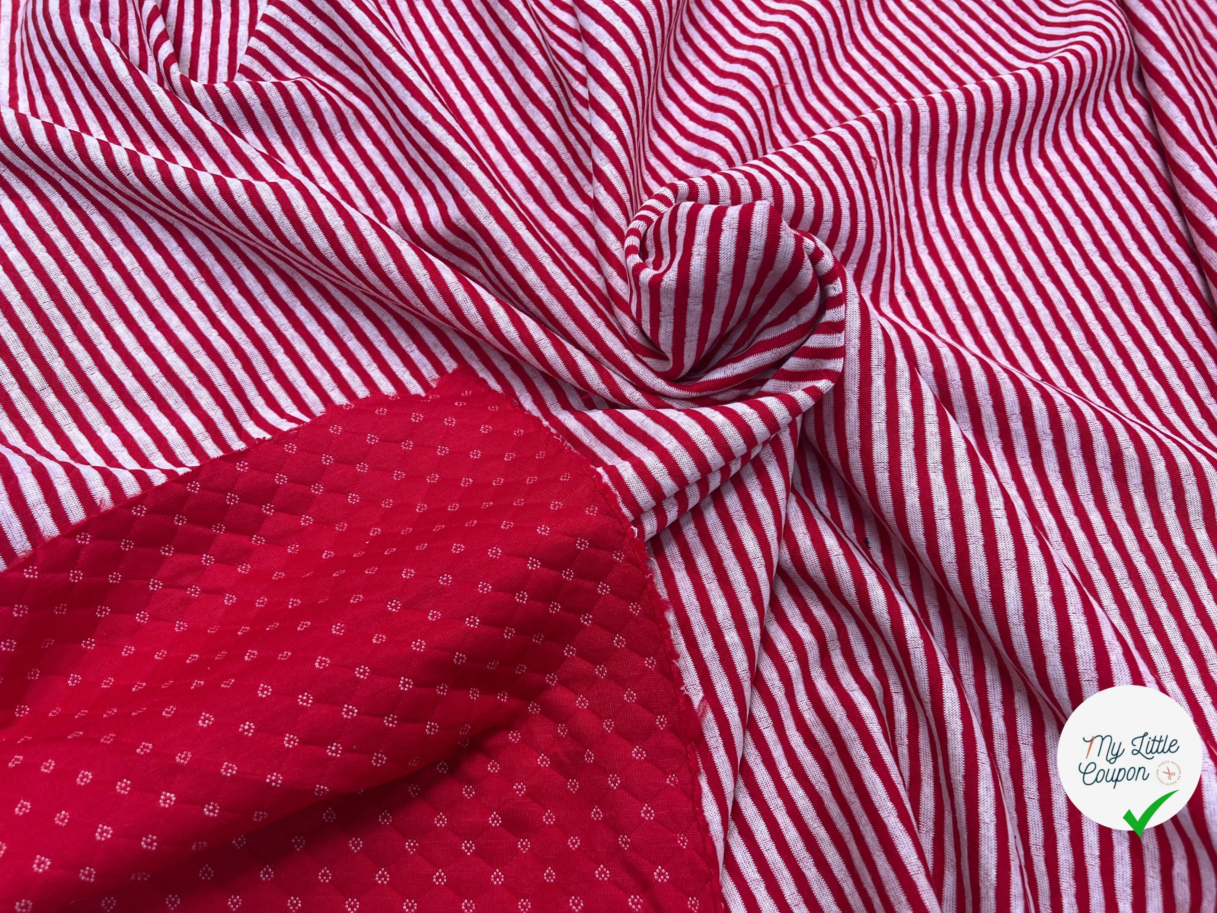 MAILLE POLYCOTON PETIT COEUR ENVERS RAYURES ROUGE - My Little Coupon