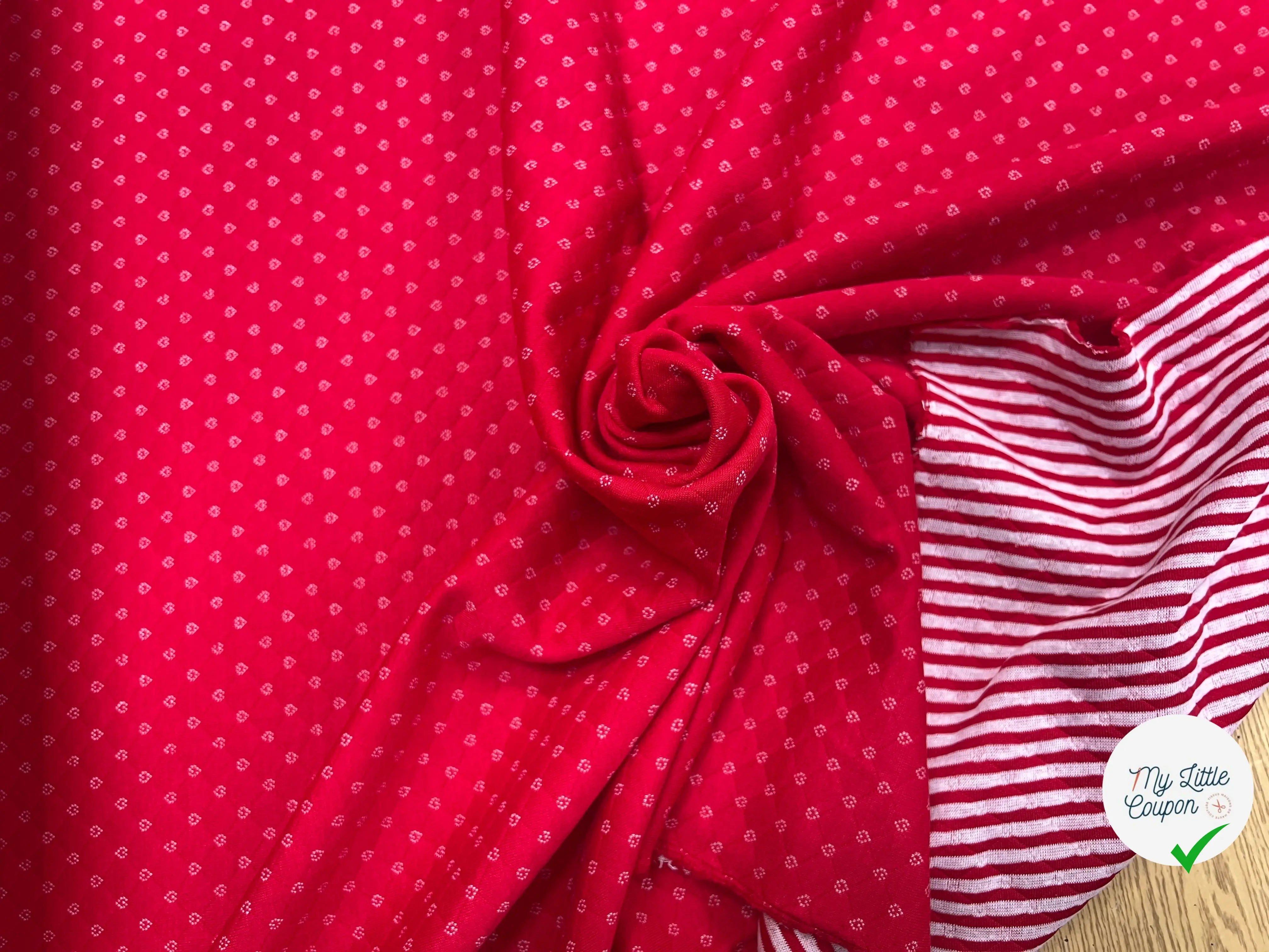 MAILLE POLYCOTON PETIT COEUR ENVERS RAYURES ROUGE - My Little Coupon