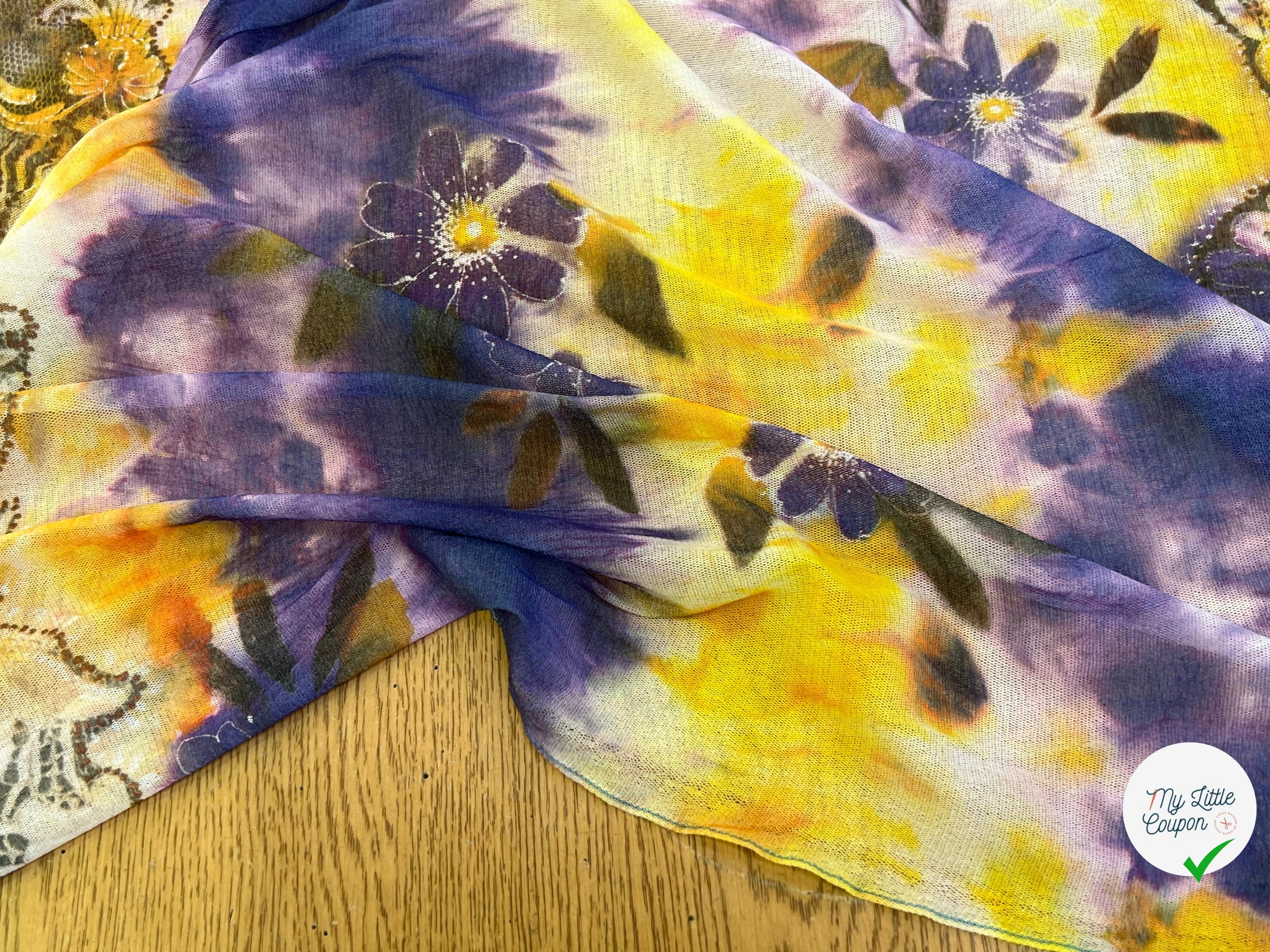 MAILLE RESILE ULTRA STRETCH FLORAL JAUNE VIOLET - My Little Coupon