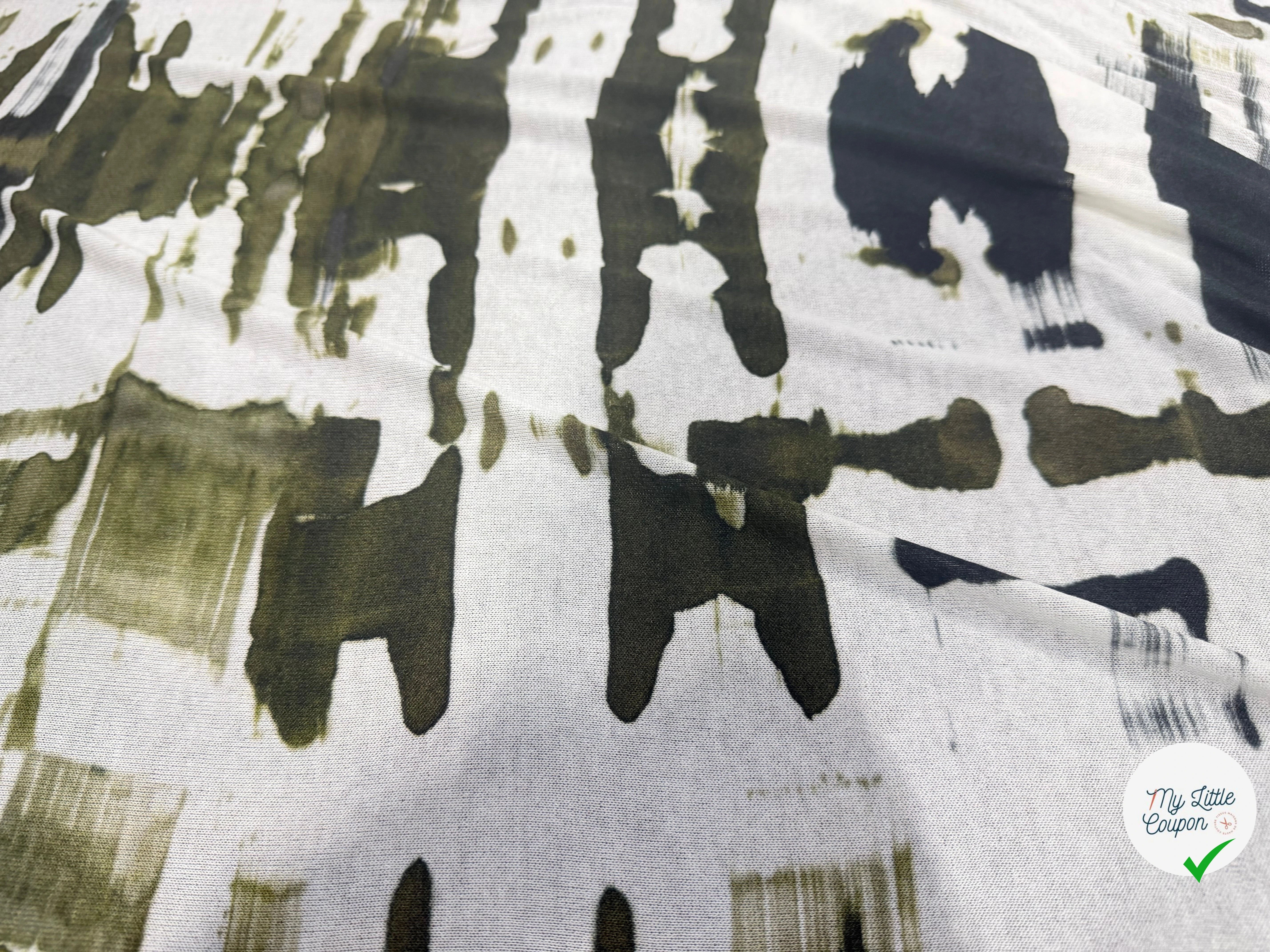 MAILLE RESILLE STRETCH KAKI BLANC - My Little Coupon