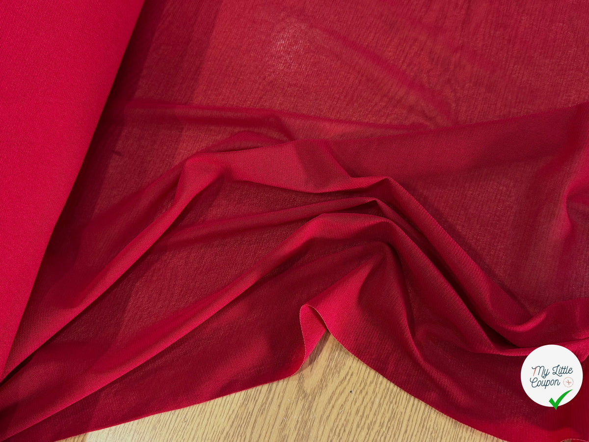 MAILLE RÉSILLE STRETCH ROUGE TOMATE - My Little Coupon
