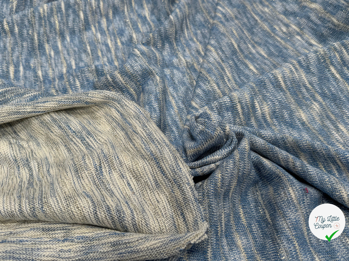 MAILLE TRICOT LÉGÈRE MOULINE BLEU ET LUREX - My Little Coupon