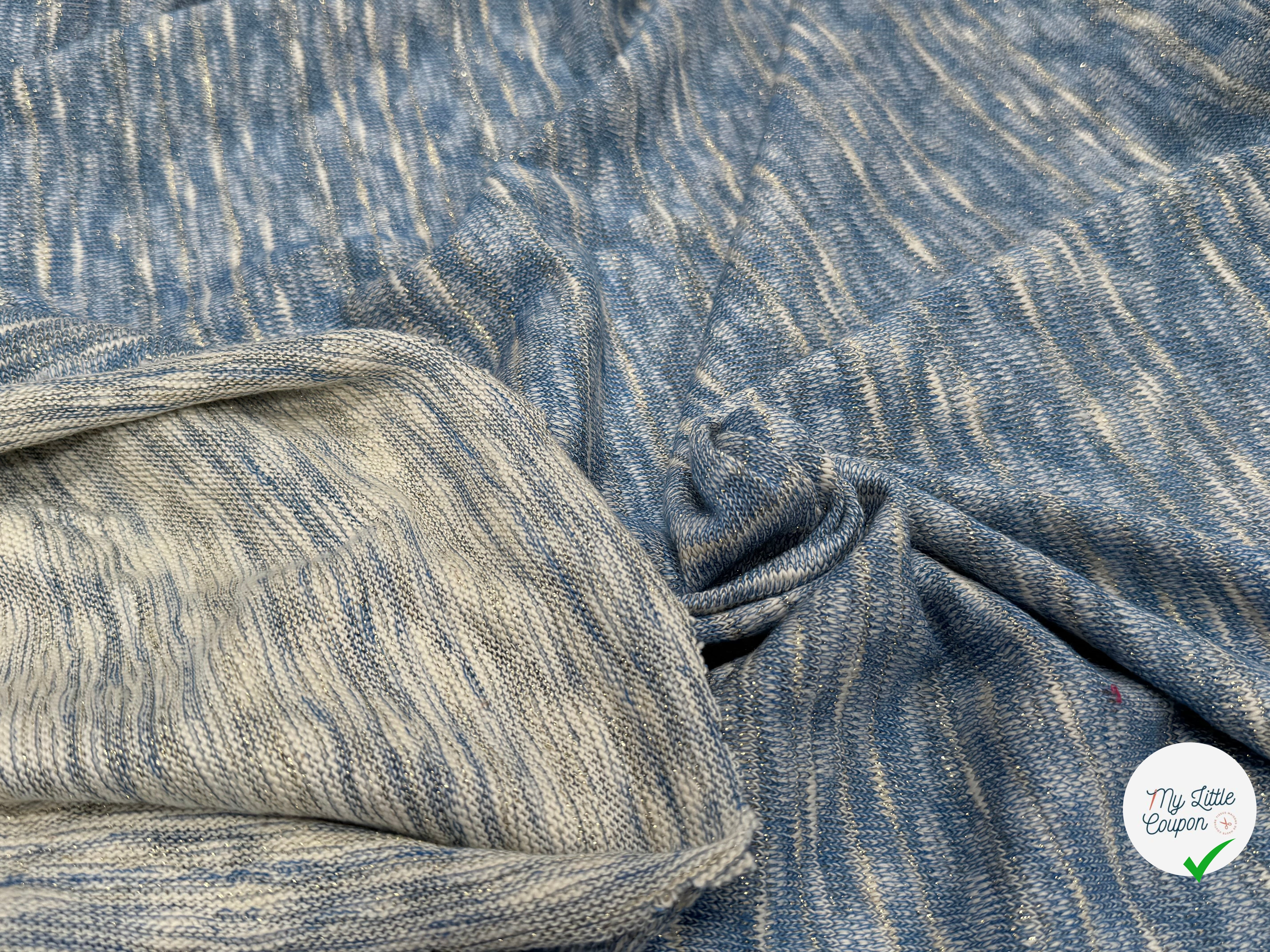 MAILLE TRICOT LÉGÈRE MOULINE BLEU ET LUREX - My Little Coupon