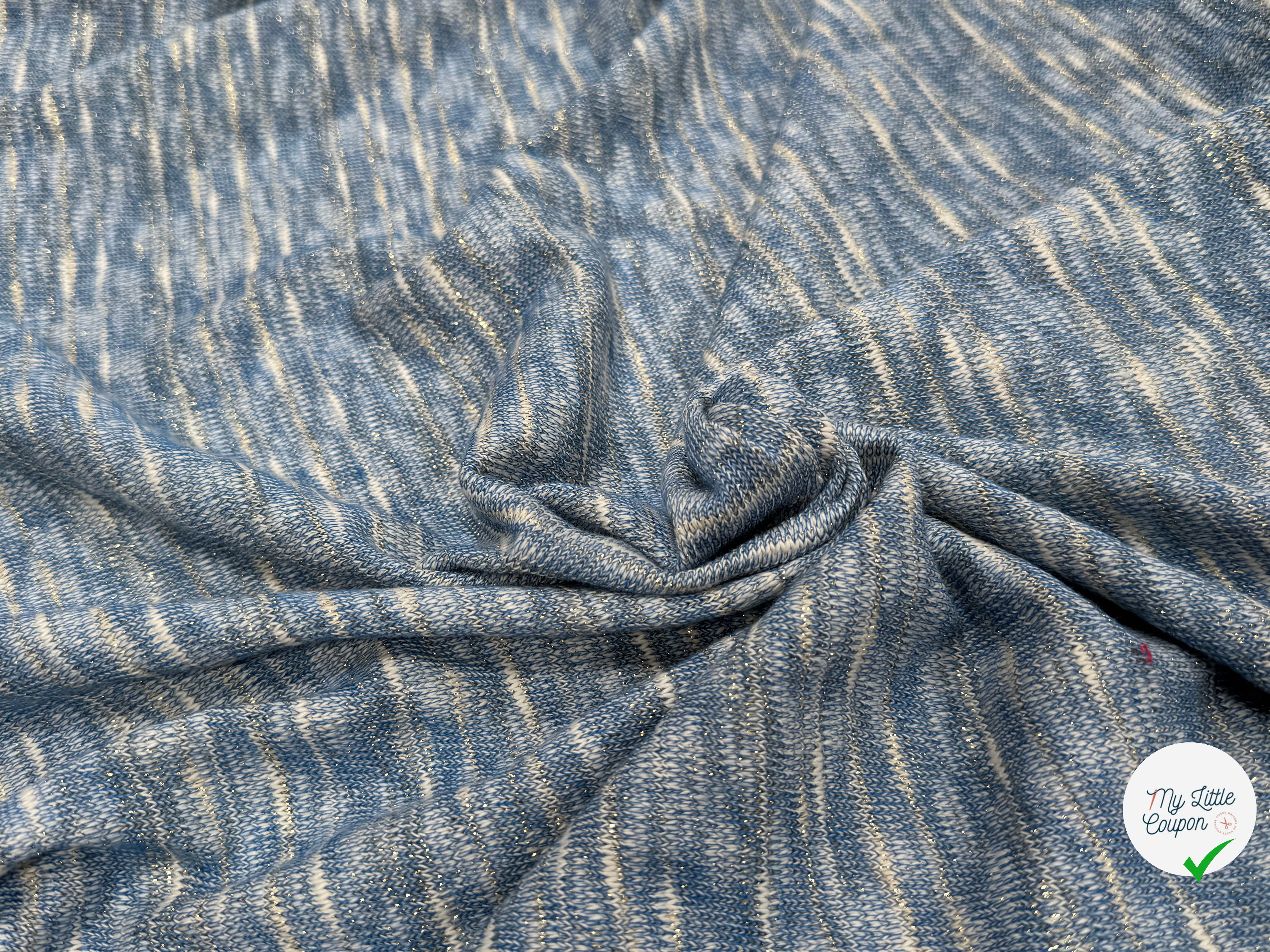 MAILLE TRICOT LÉGÈRE MOULINE BLEU ET LUREX - My Little Coupon