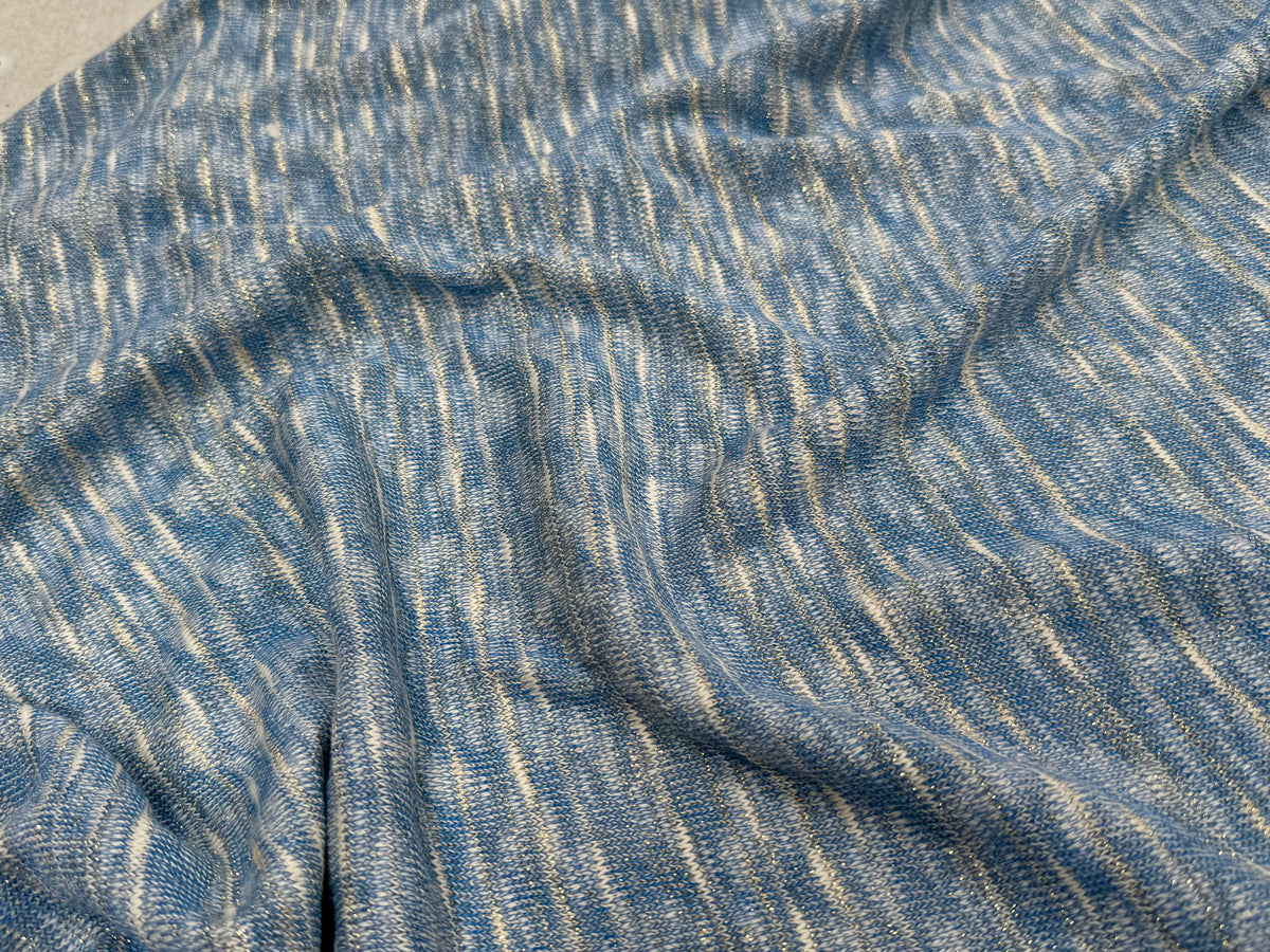 MAILLE TRICOT LÉGÈRE MOULINE BLEU ET LUREX - My Little Coupon