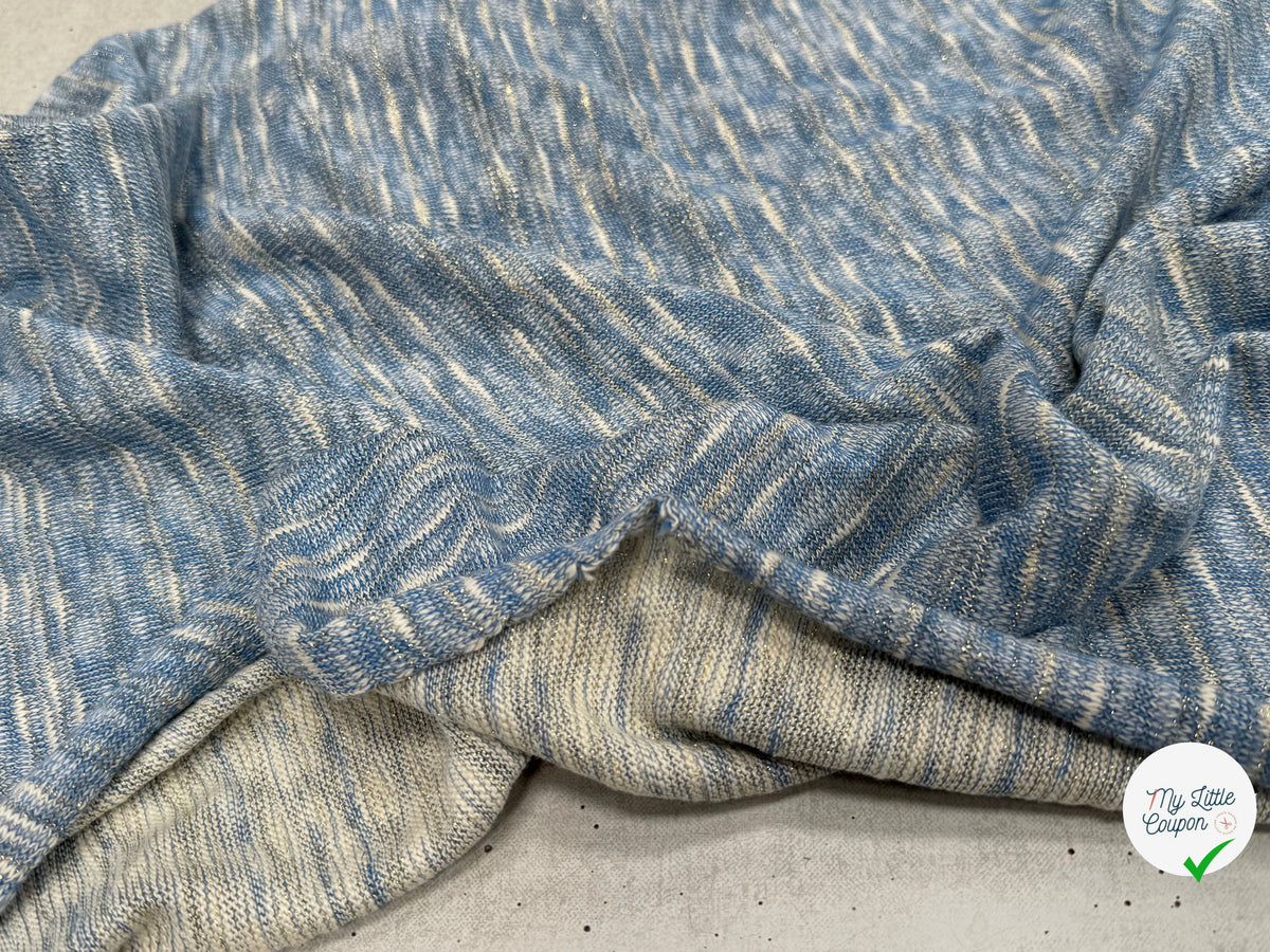 MAILLE TRICOT LÉGÈRE MOULINE BLEU ET LUREX - My Little Coupon