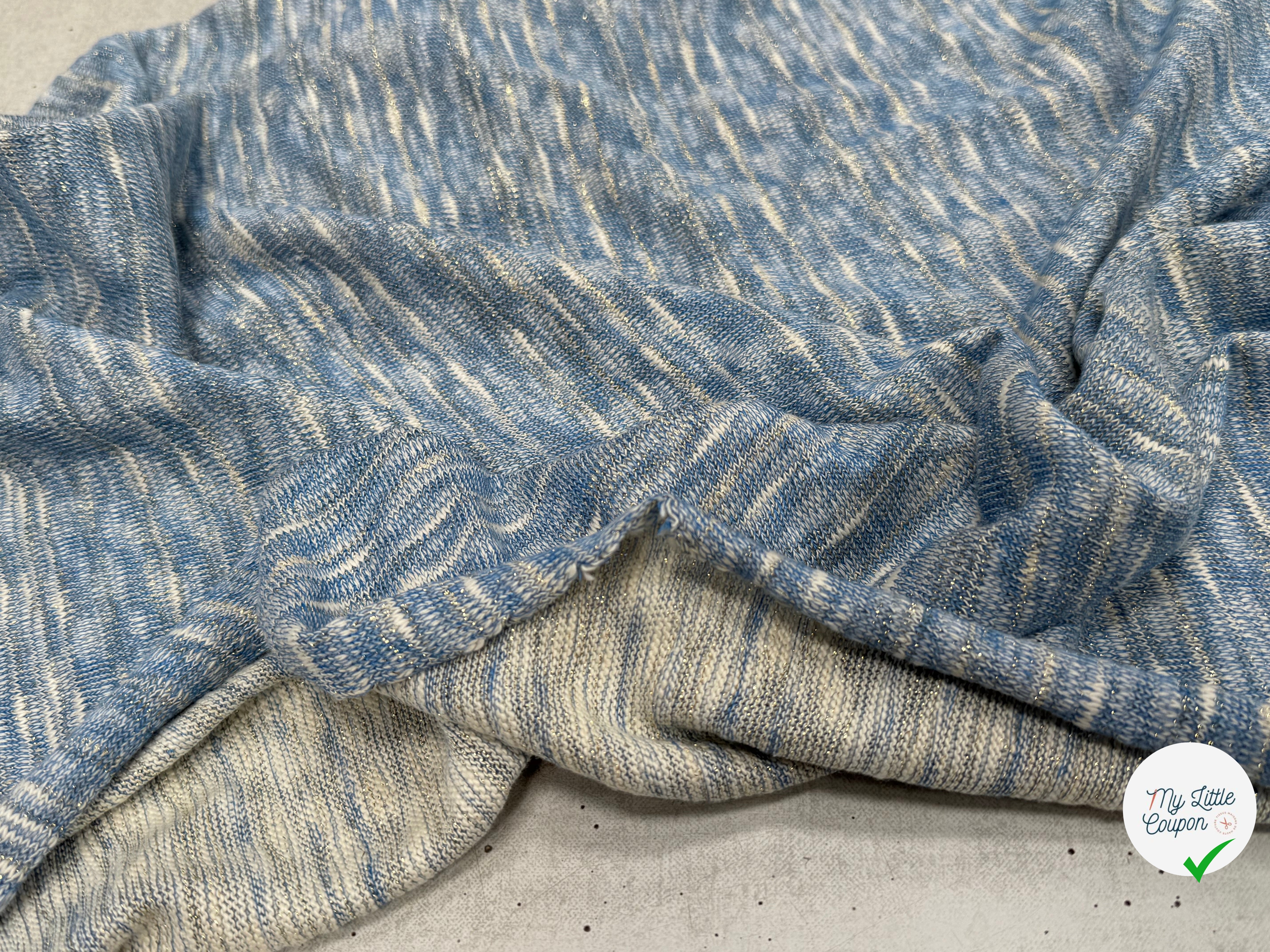MAILLE TRICOT LÉGÈRE MOULINE BLEU ET LUREX - My Little Coupon