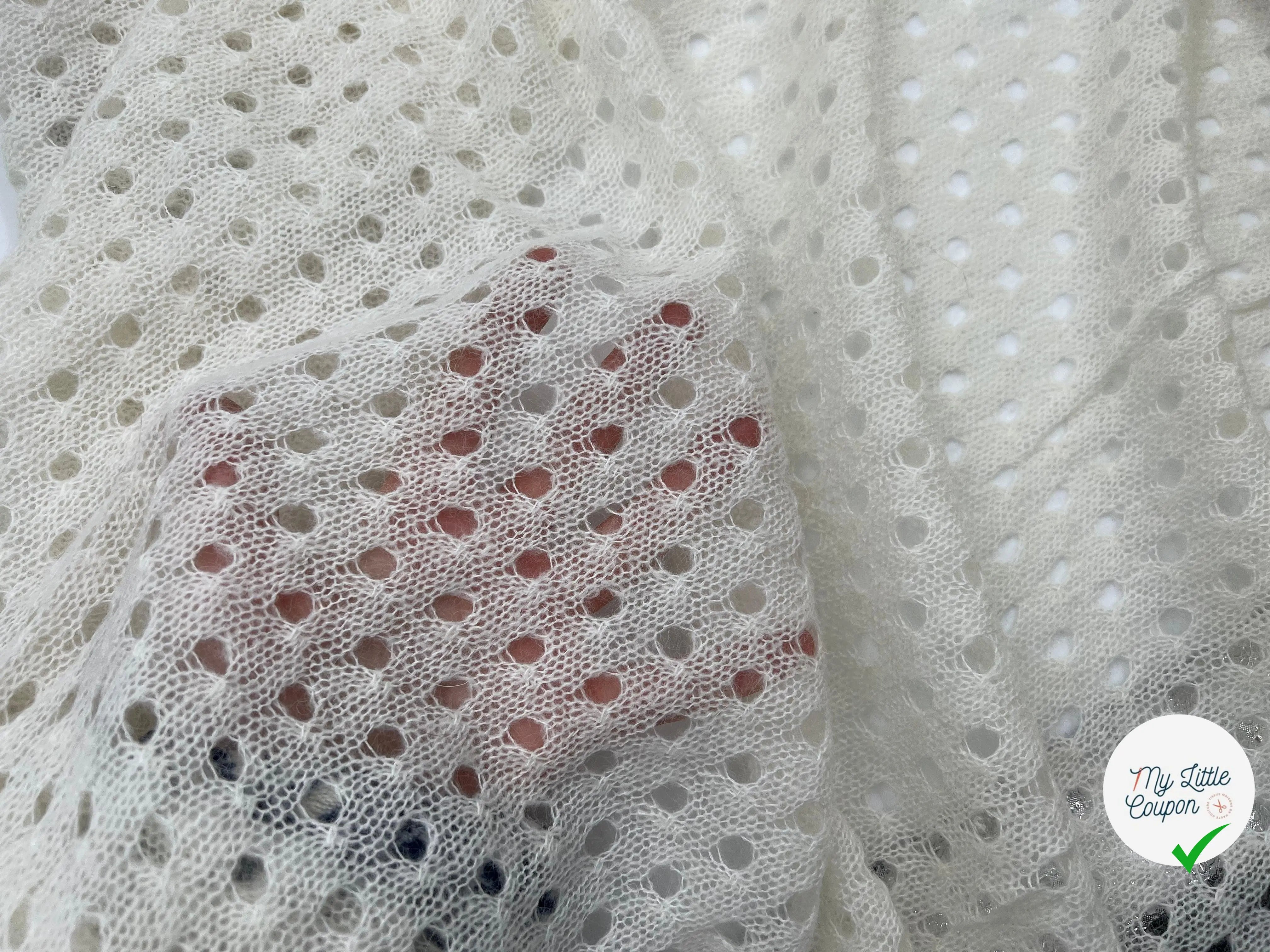 MAILLE TRICOTÉE AJOURÉE BLANC - My Little Coupon - tissu - coudre