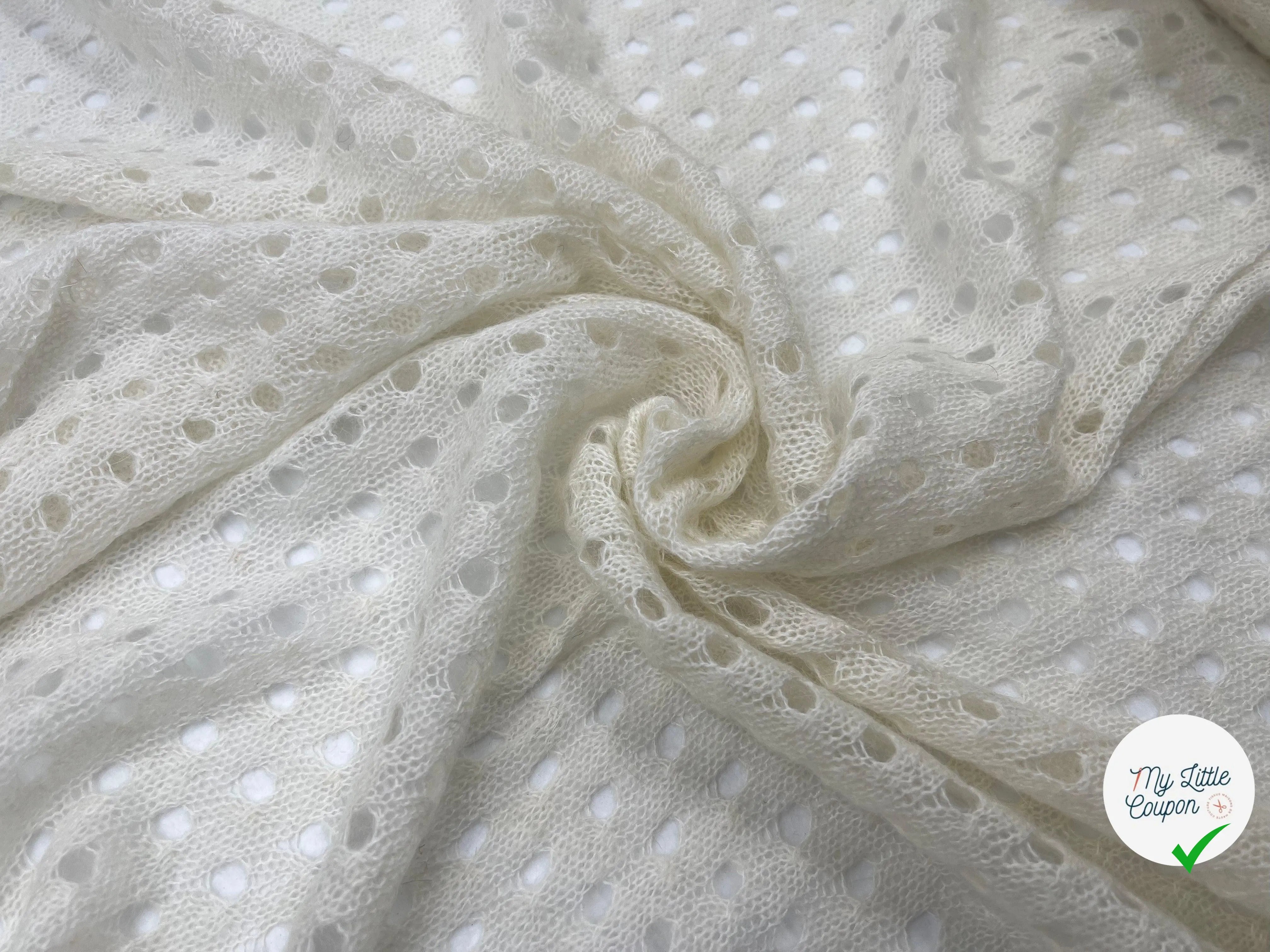 MAILLE TRICOTÉE AJOURÉE BLANC - My Little Coupon - tissu - coudre