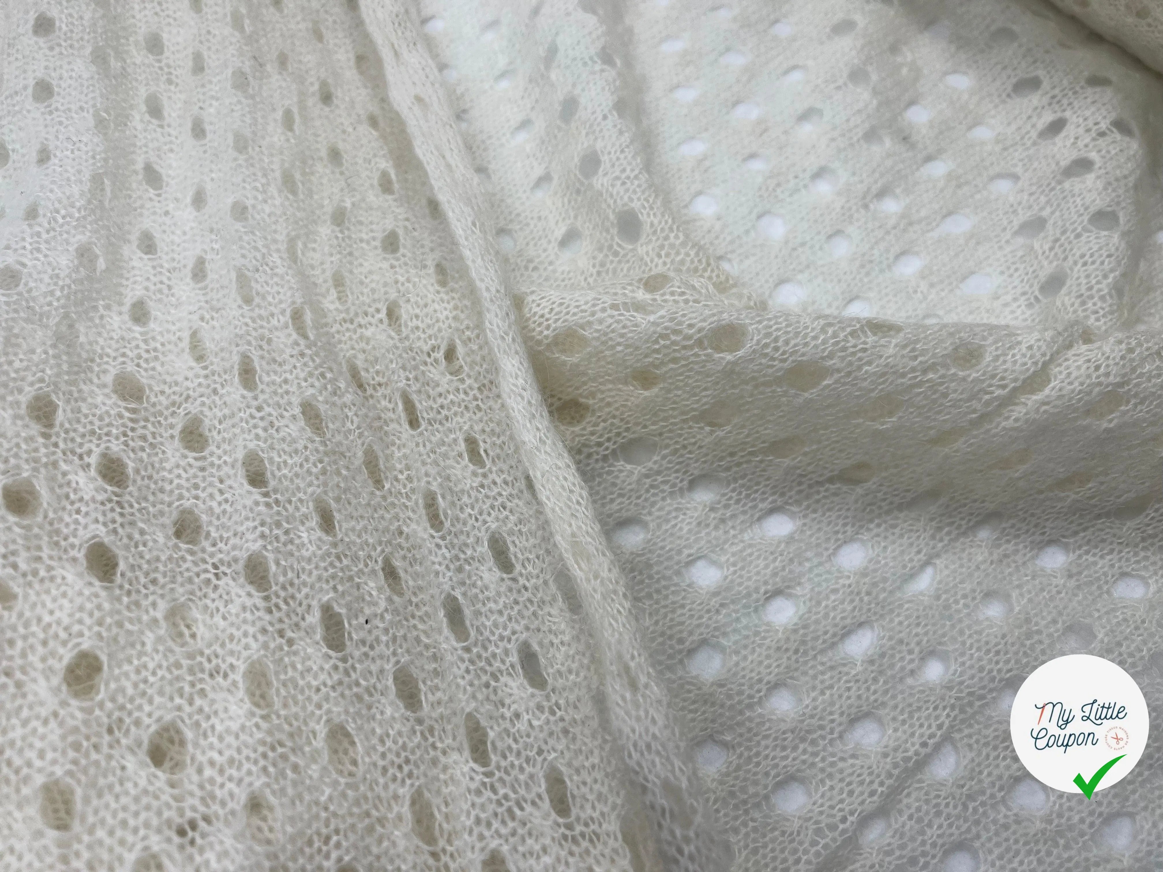 MAILLE TRICOTÉE AJOURÉE BLANC - My Little Coupon - tissu - coudre