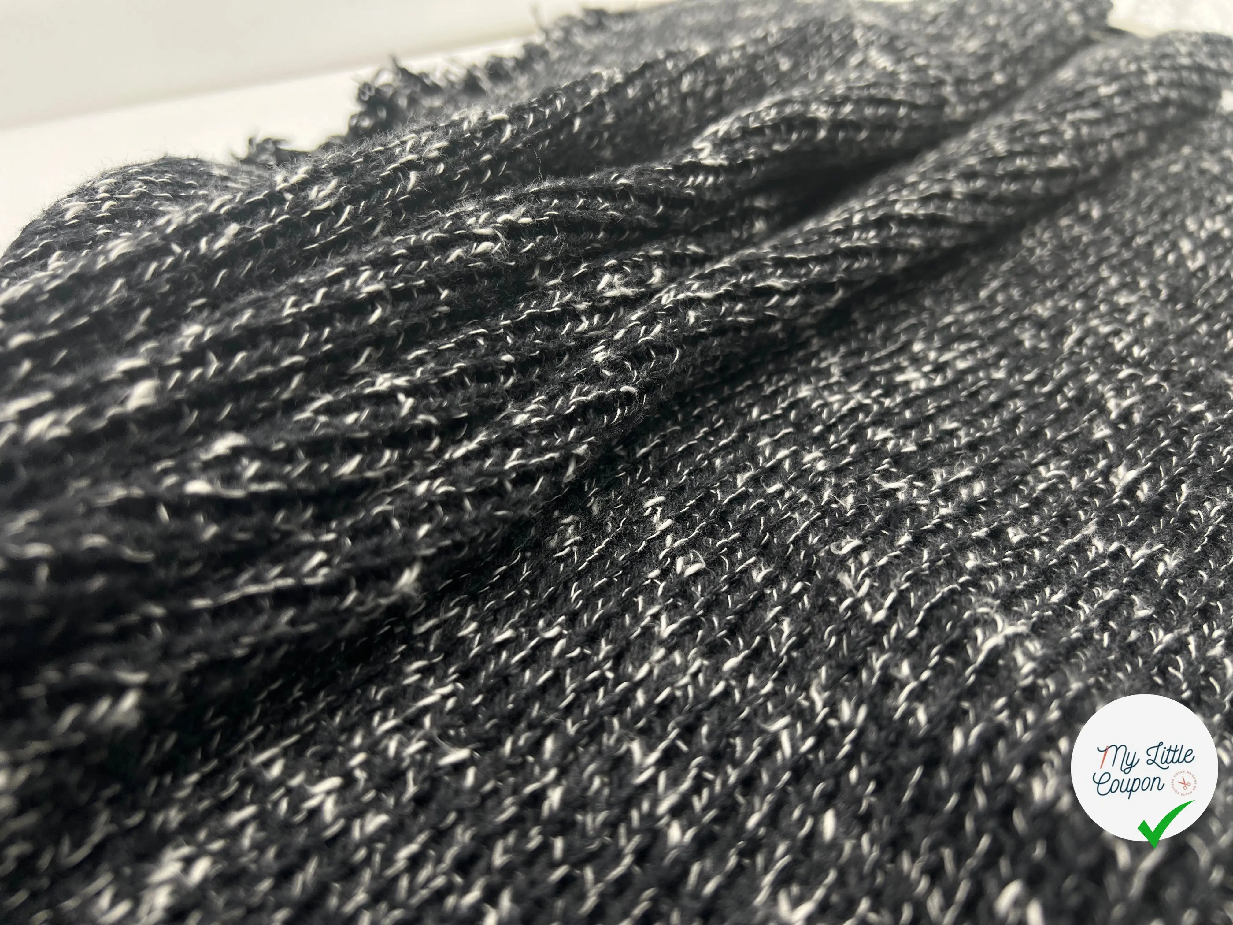 MAILLE TRICOTÉE LOURDE GRIS BLANC - coupon de tissu de 3 mètres - My Little Coupon - tissu - coudre