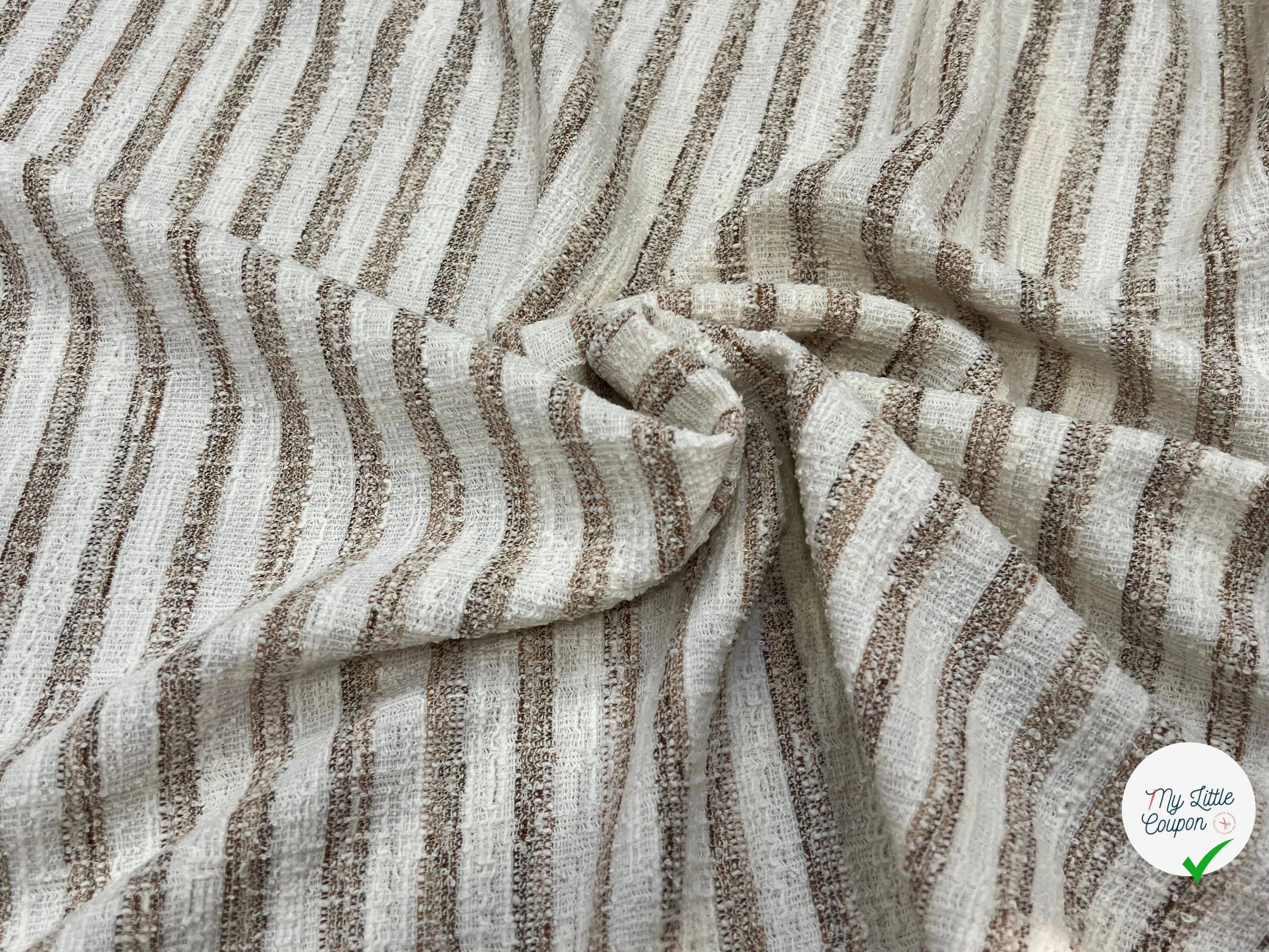 MAILLE TRICOTÉE STRETCH À RAYURES BEIGE MARRONÉ - My Little Coupon