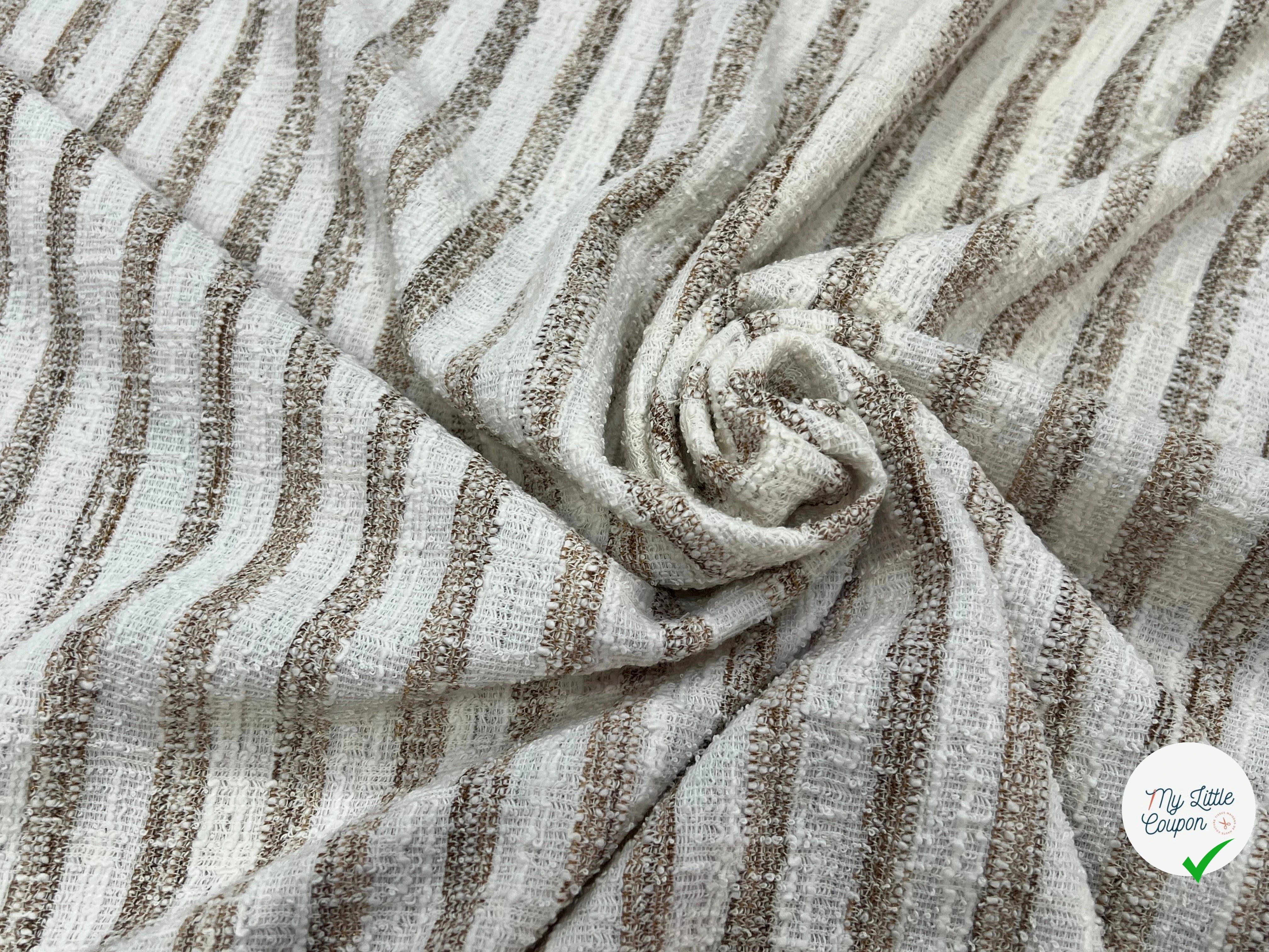 MAILLE TRICOTÉE STRETCH À RAYURES BEIGE MARRONÉ - My Little Coupon