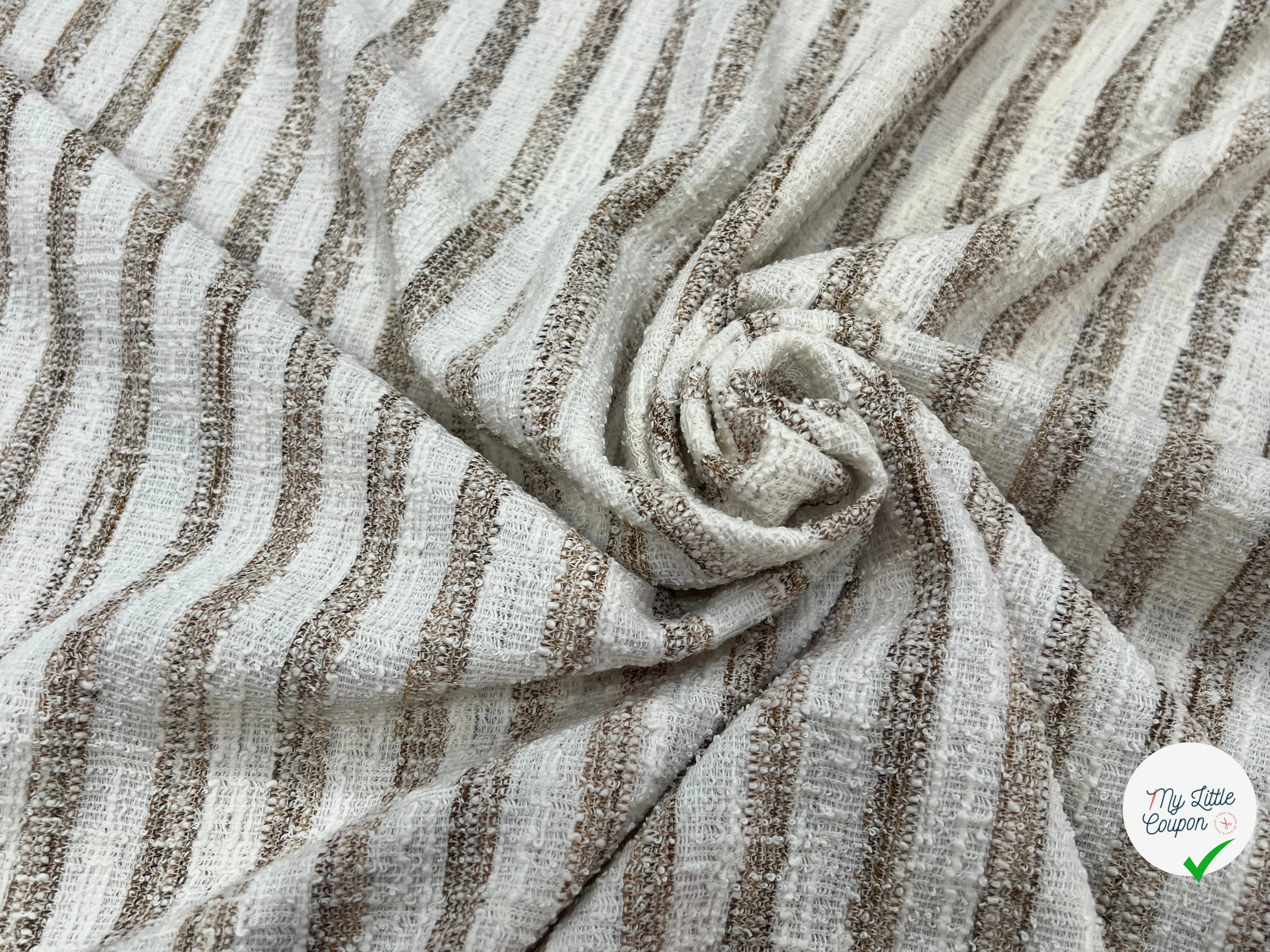 MAILLE TRICOTÉE STRETCH À RAYURES BEIGE MARRONÉ - My Little Coupon