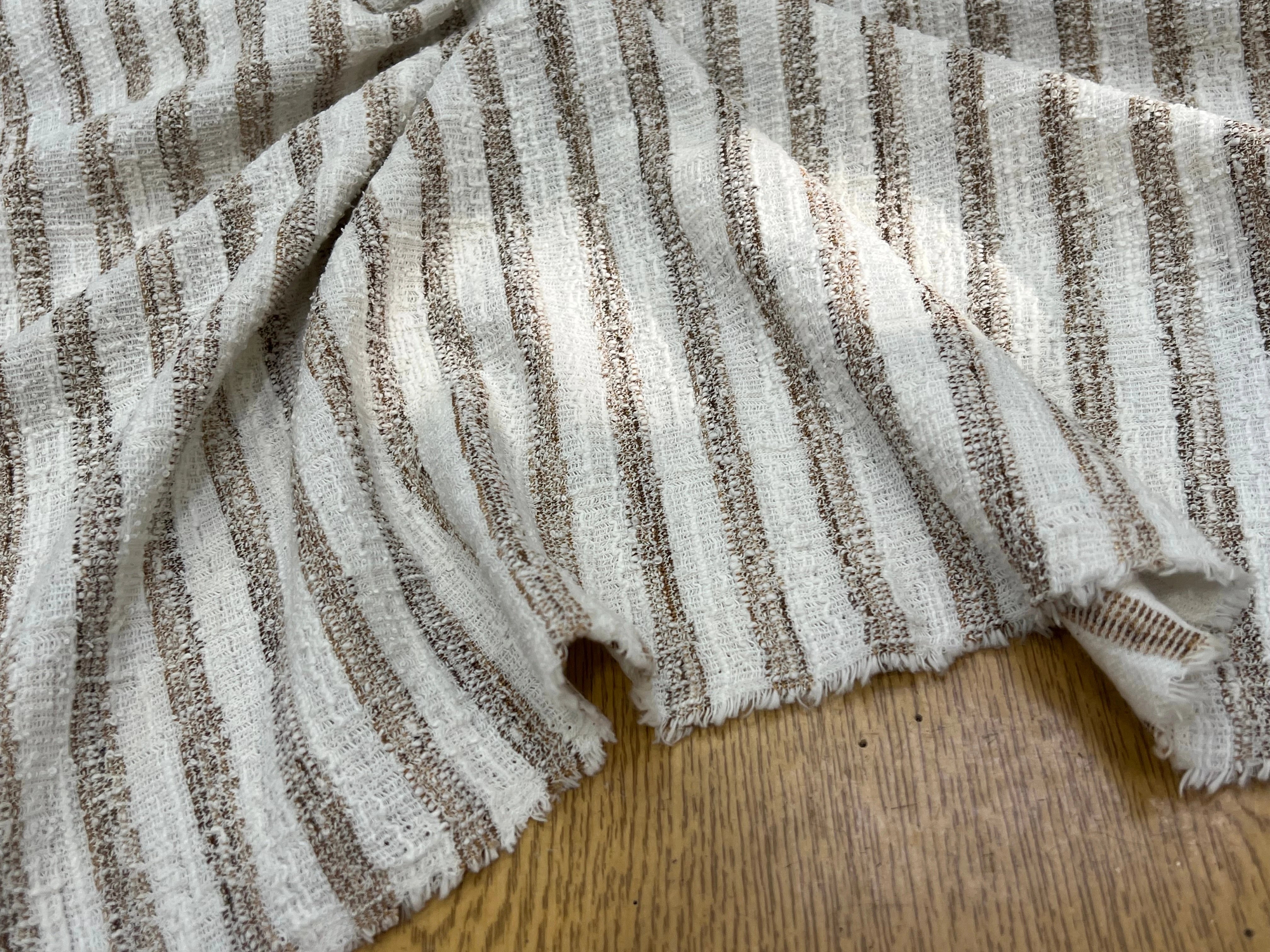 MAILLE TRICOTÉE STRETCH À RAYURES BEIGE MARRONÉ - My Little Coupon