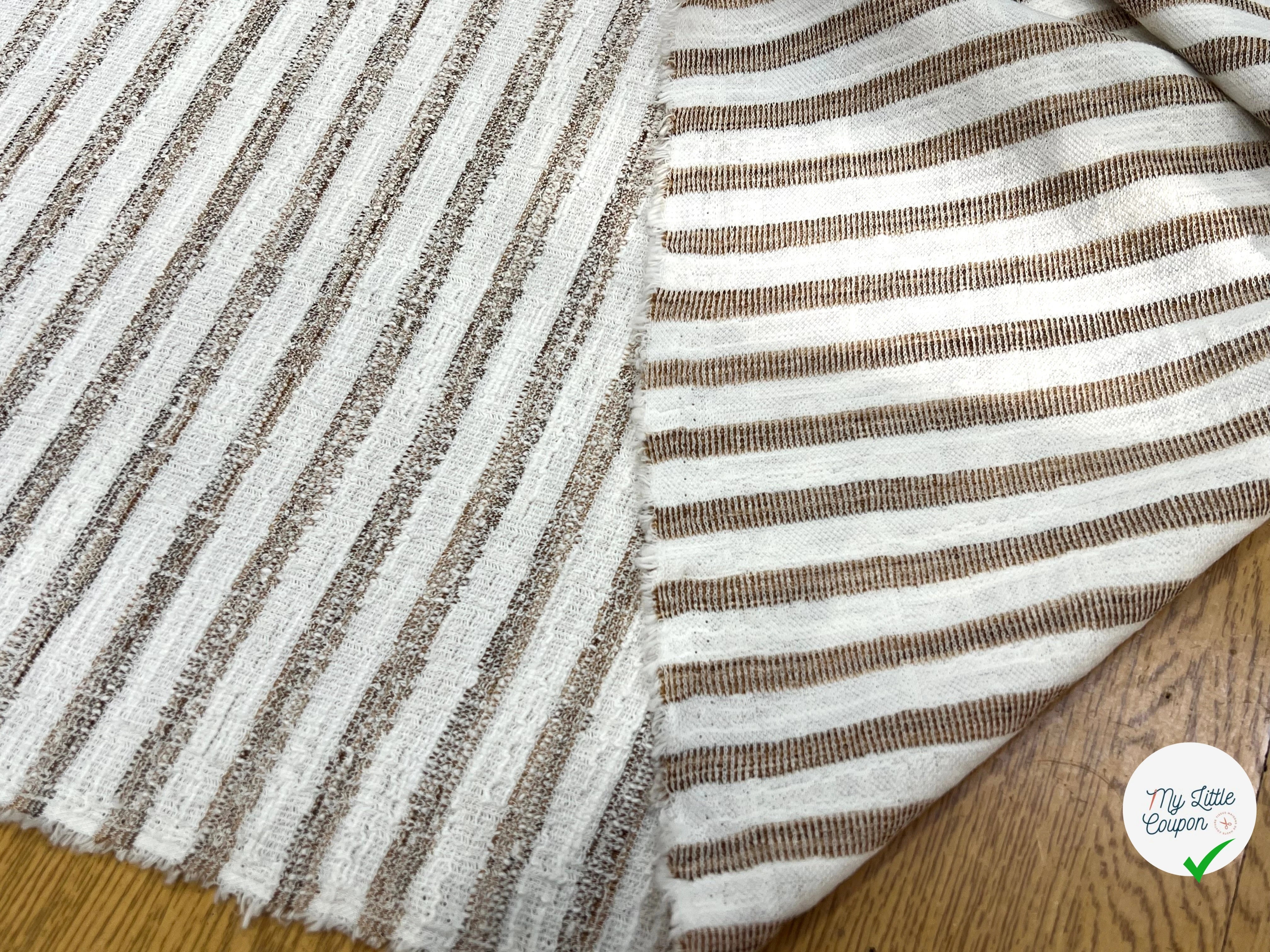 MAILLE TRICOTÉE STRETCH À RAYURES BEIGE MARRONÉ - My Little Coupon