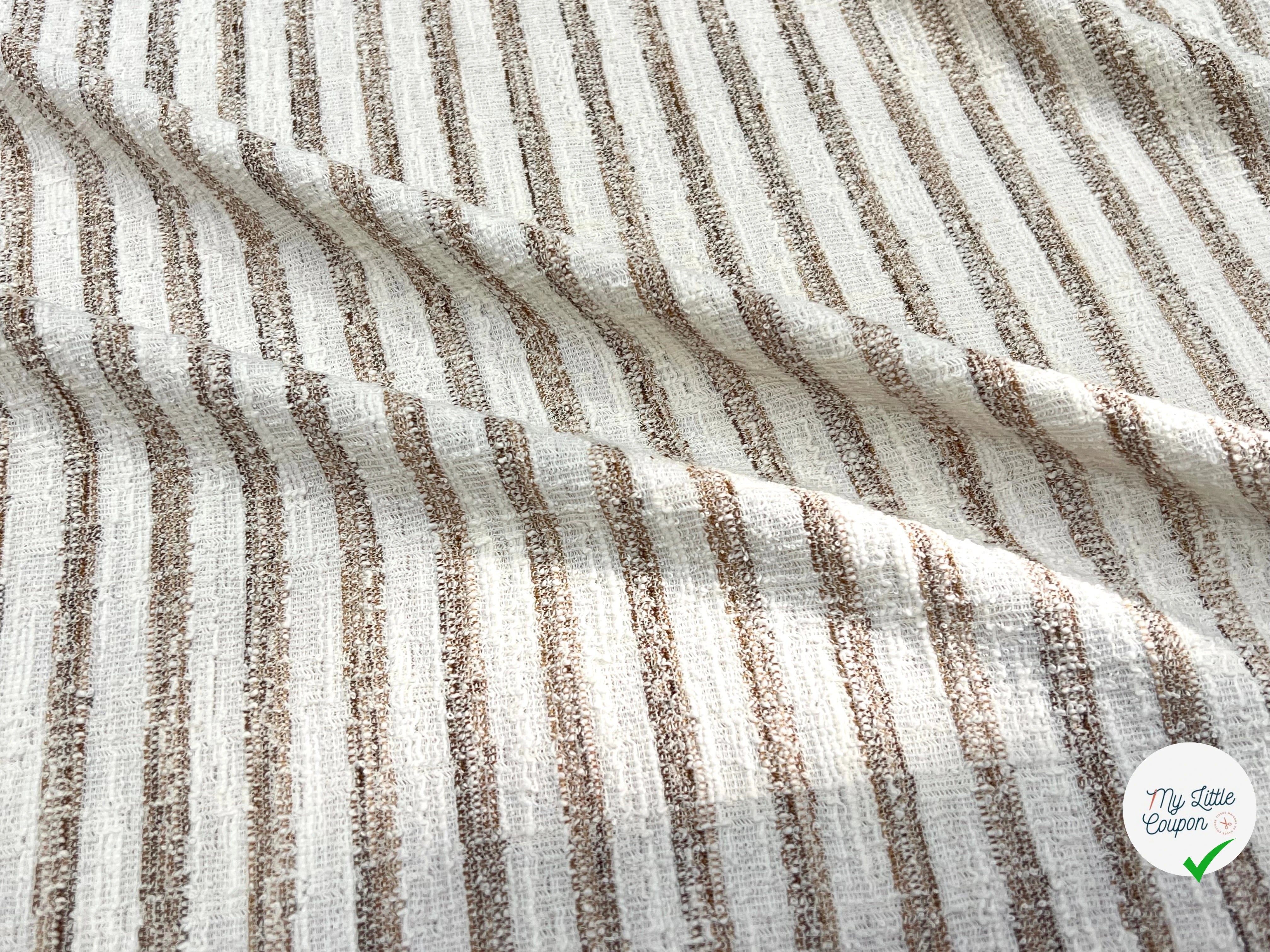 MAILLE TRICOTÉE STRETCH À RAYURES BEIGE MARRONÉ - My Little Coupon