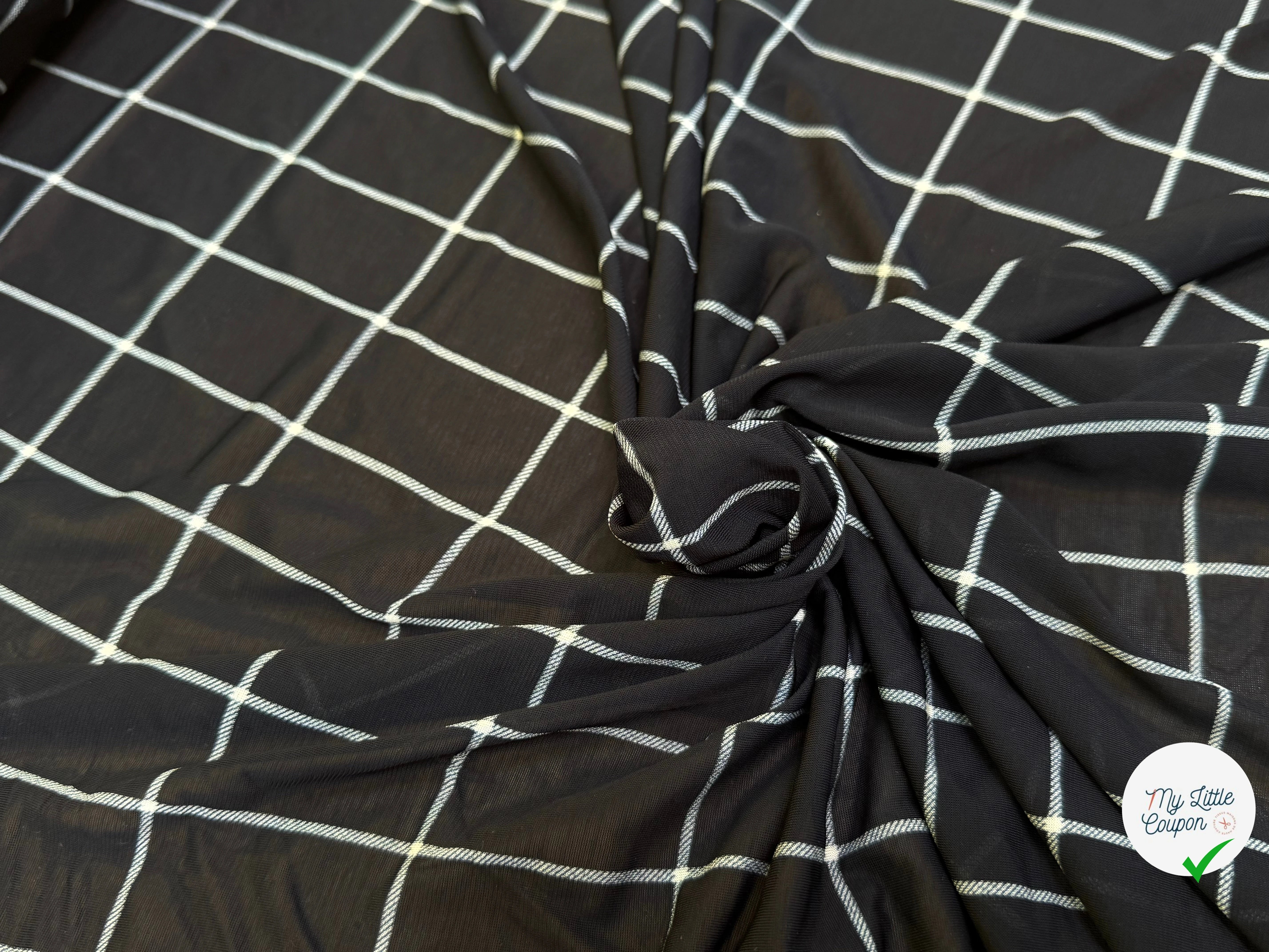 MAILLE VISCOSE FINE ET FLUIDE NOIR À CARREAUX - My Little Coupon