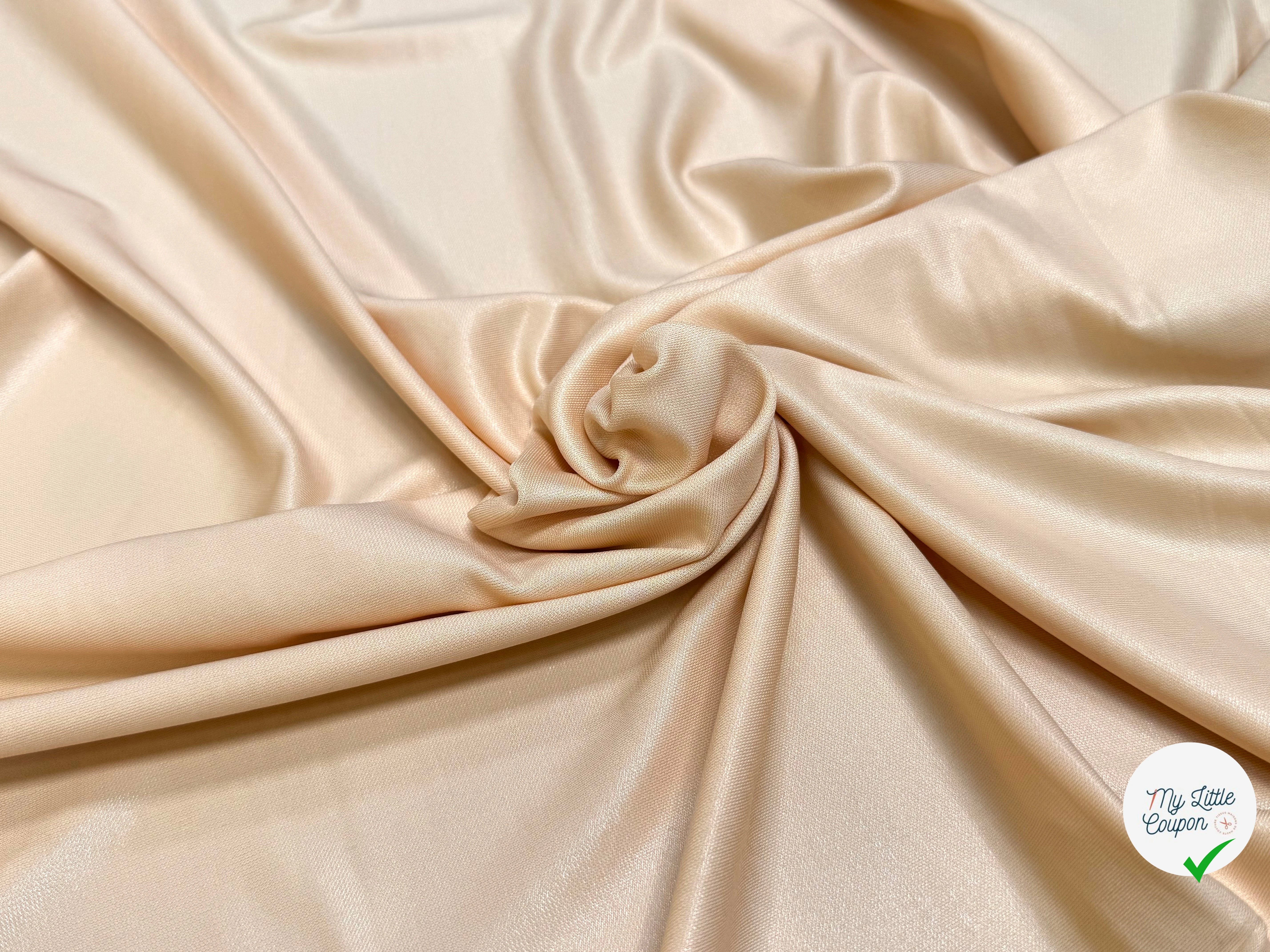 MAILLE VISCOSE LOURDE CREPÉE LÉGÈREMENT SATINÉ PÊCHE - My Little Coupon