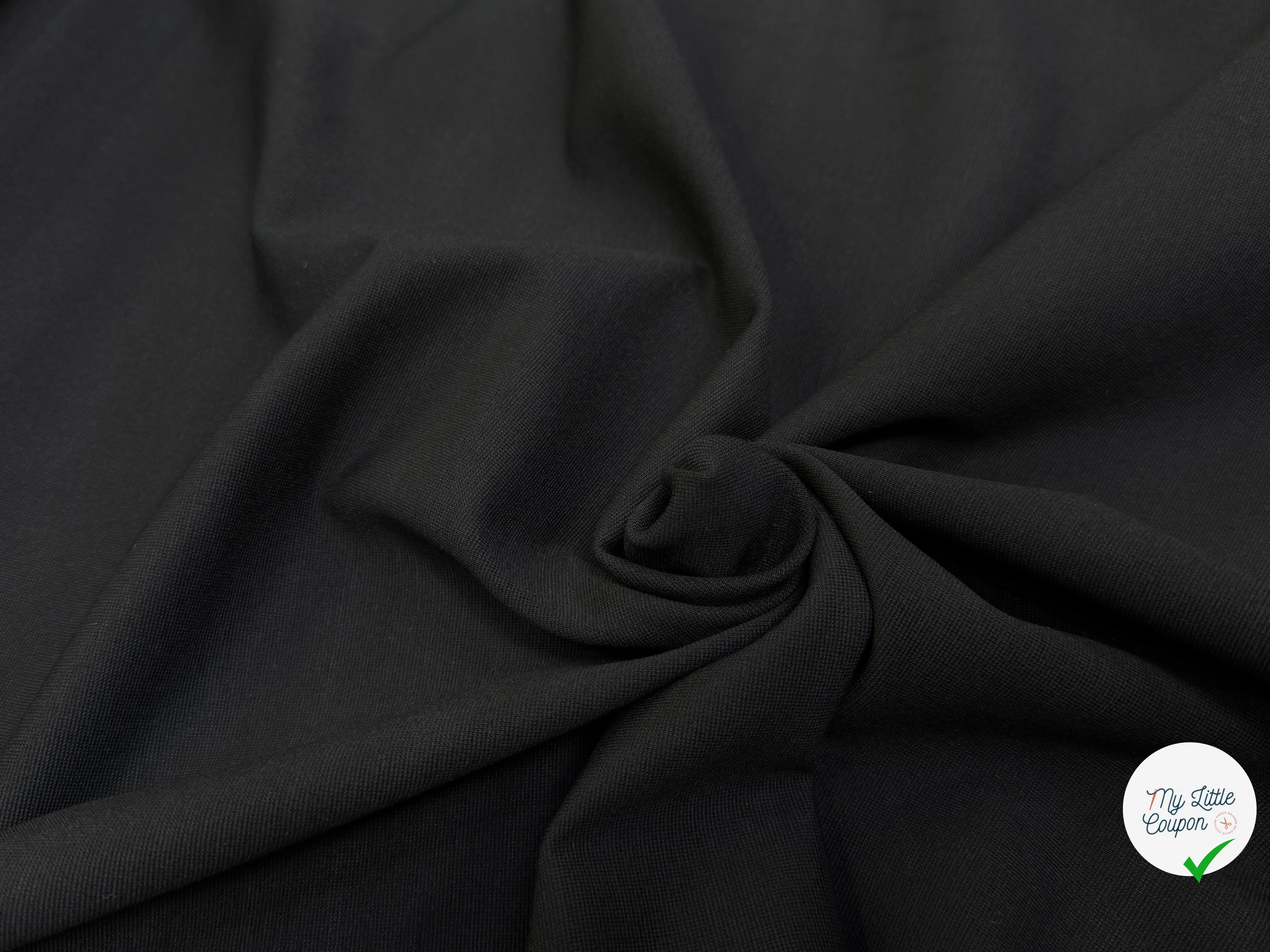 MAILLE VISCOSE LOURDE NOIR ULTRA STRETCH 85% VISCOSE - My Little Coupon