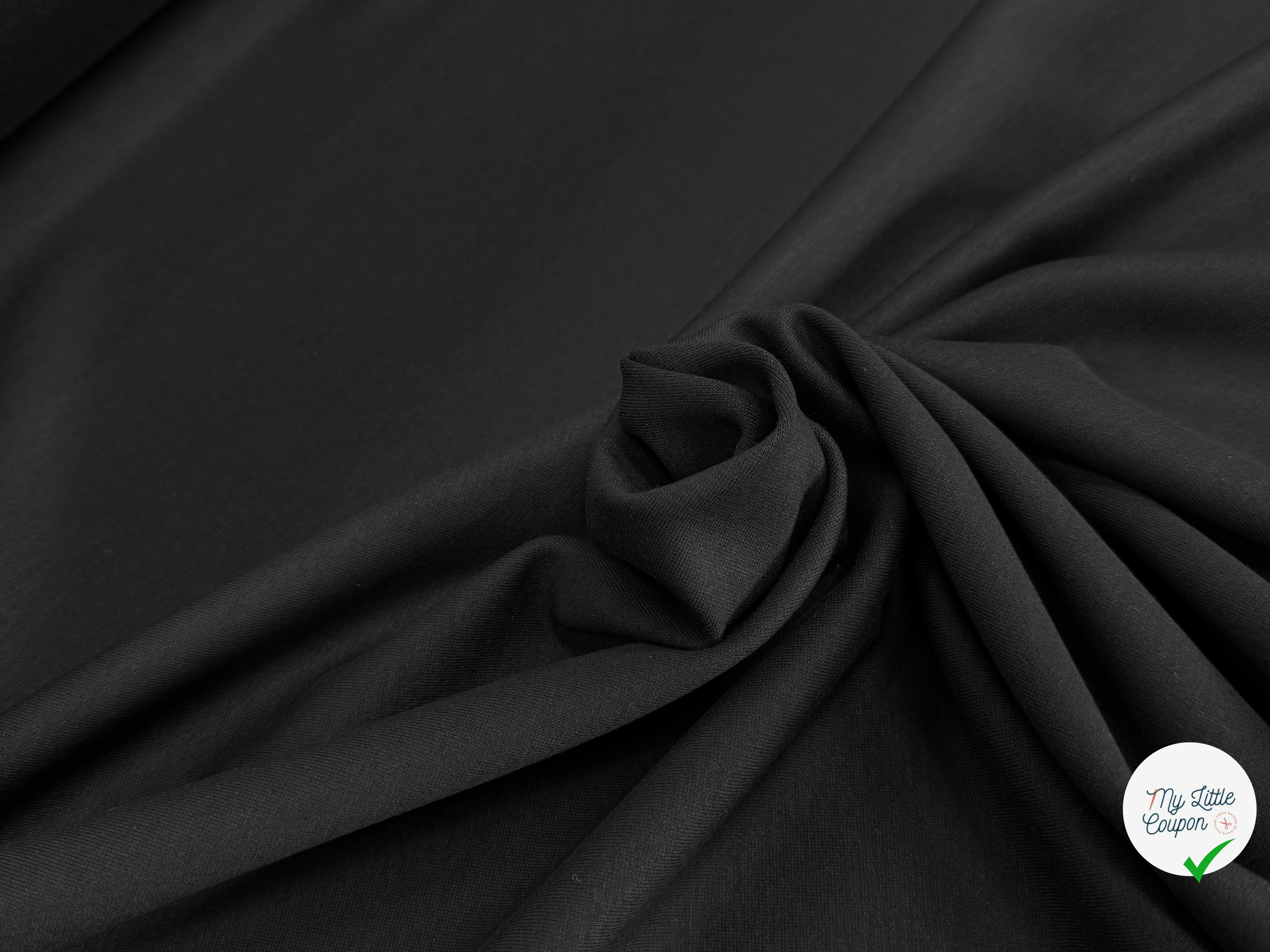 MAILLE VISCOSE LOURDE ULTRA STRETCH NOIR TRÈS BELLE TENUE 92% VISCOSE - My Little Coupon