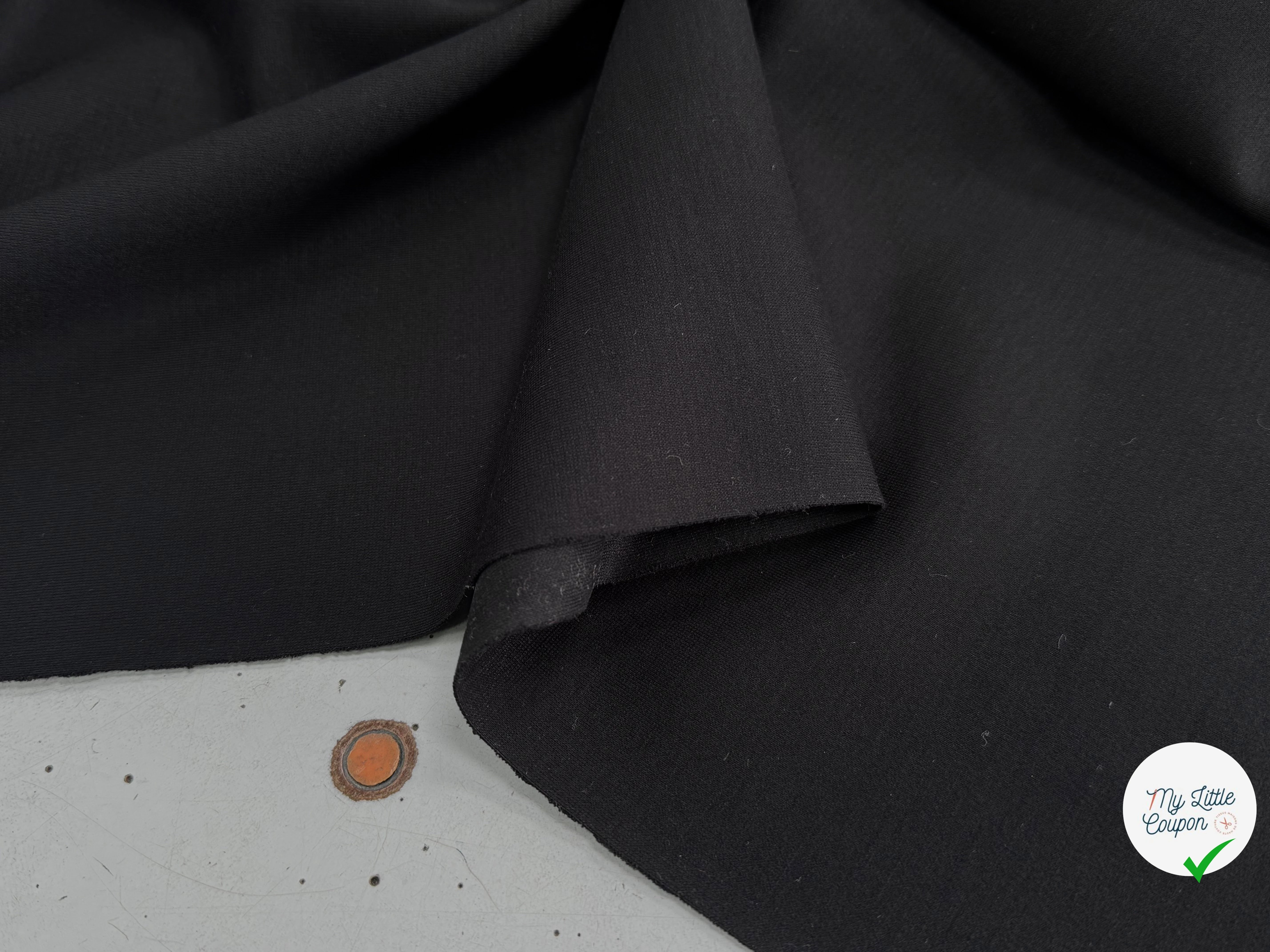 MAILLE VISCOSE LOURDE ULTRA STRETCH NOIR TRÈS BELLE TENUE 92% VISCOSE - My Little Coupon