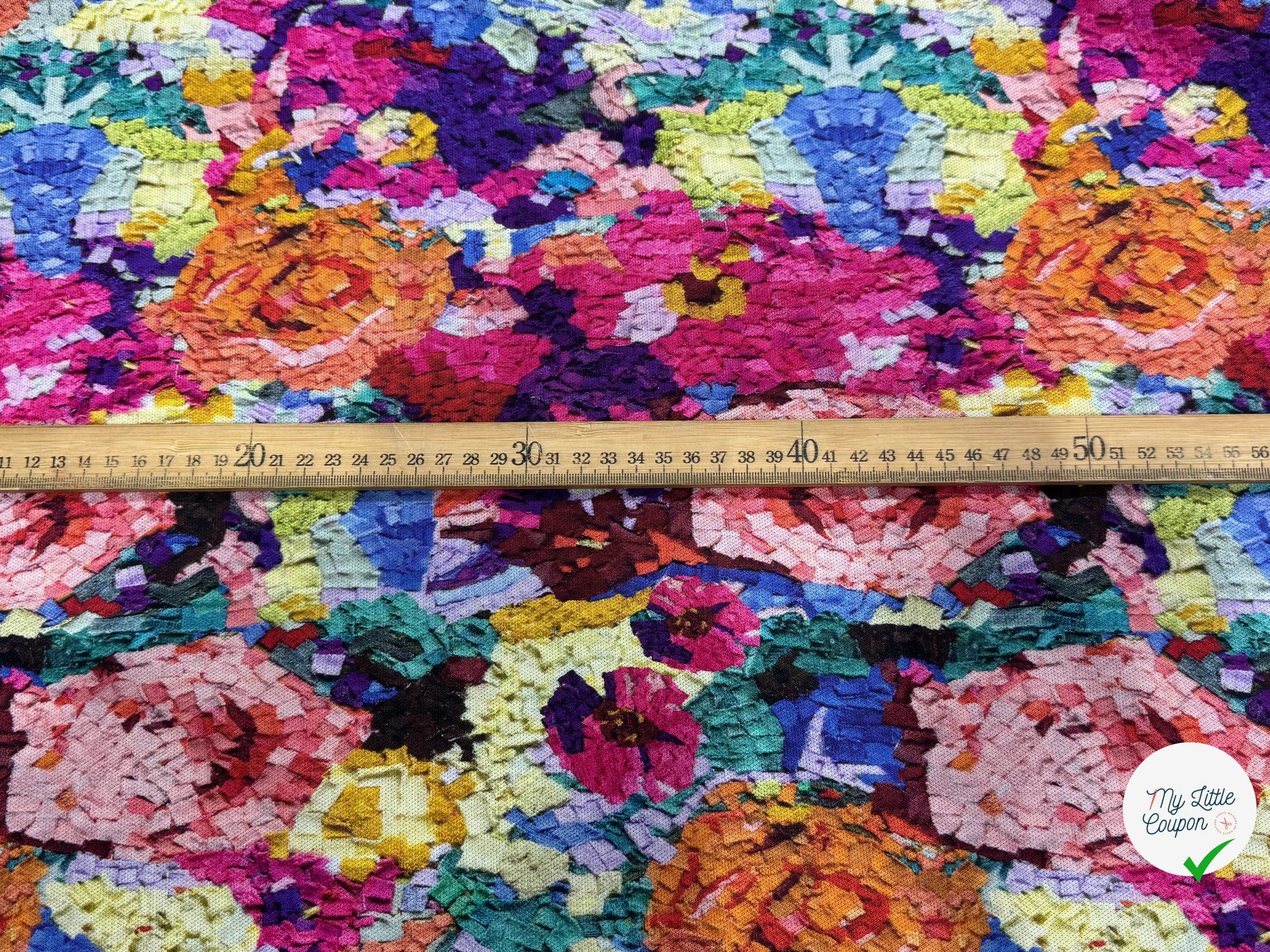 MAILLE VISCOSE STRETCH IMPRIMÉ FLEURS ESPRIT TAPISSERIE MULTICOLORE - My Little Coupon