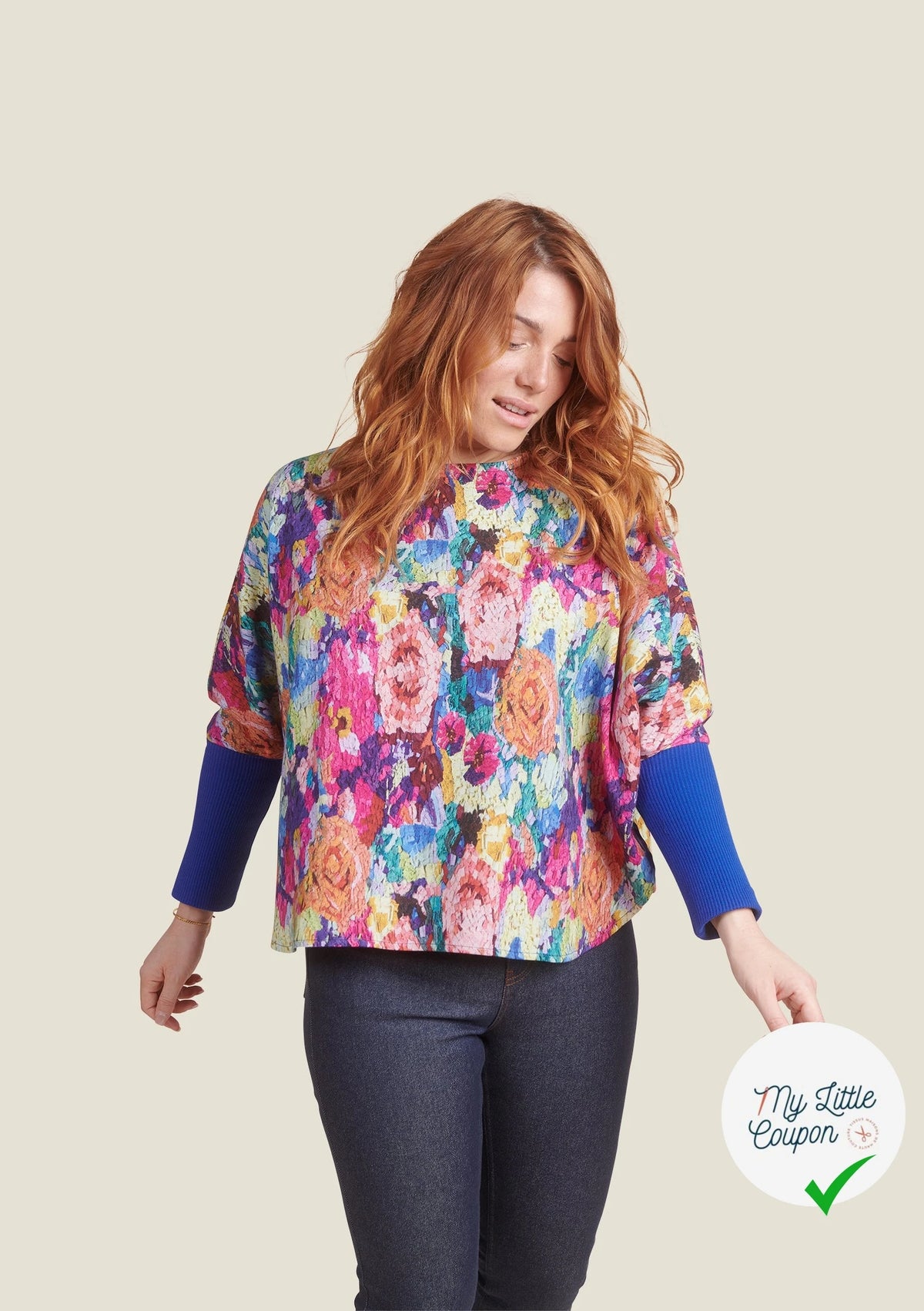 MAILLE VISCOSE STRETCH IMPRIMÉ FLEURS ESPRIT TAPISSERIE MULTICOLORE - My Little Coupon