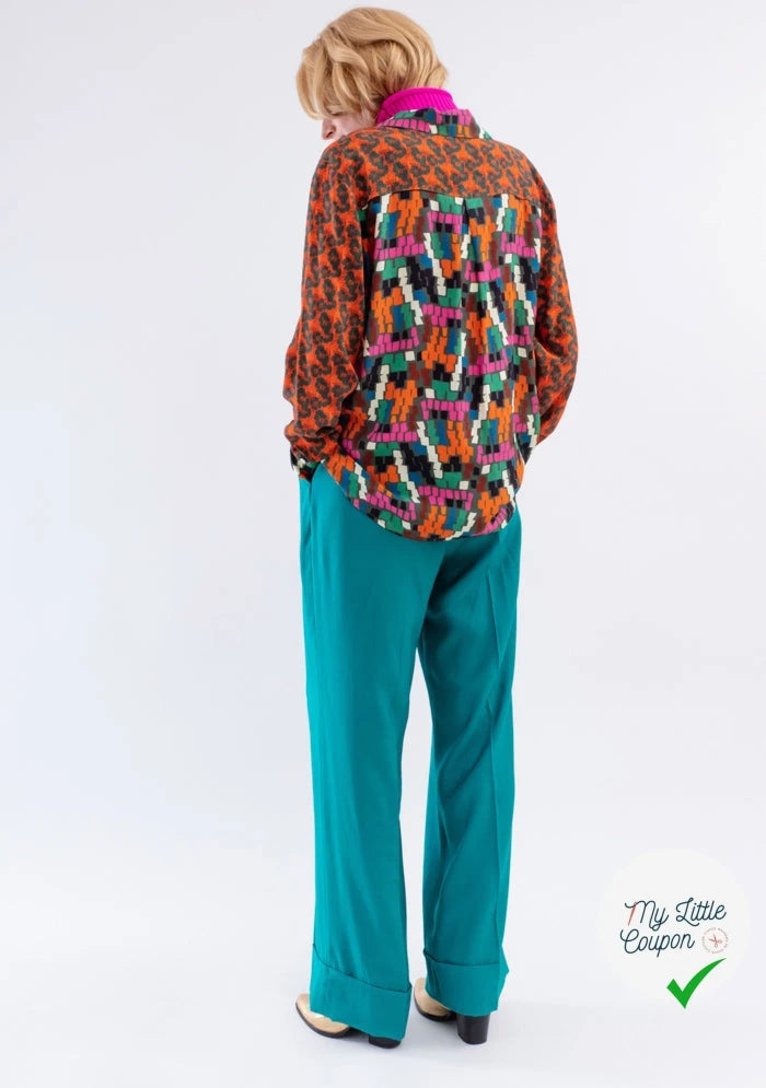 MAILLE VISCOSE STRETCH IMPRIMÉ MOSAÏQUE PIXEL MULTICOLORE - My Little Coupon