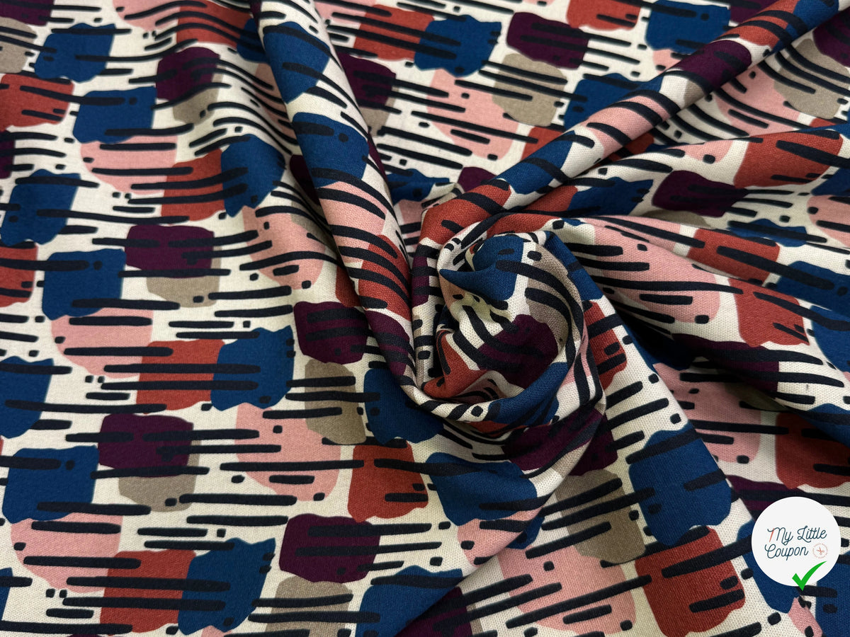 MAILLE VISCOSE STRETCH IMPRIMÉ MOTIF ANNÉES 70 MISTERY PLUIE - My Little Coupon