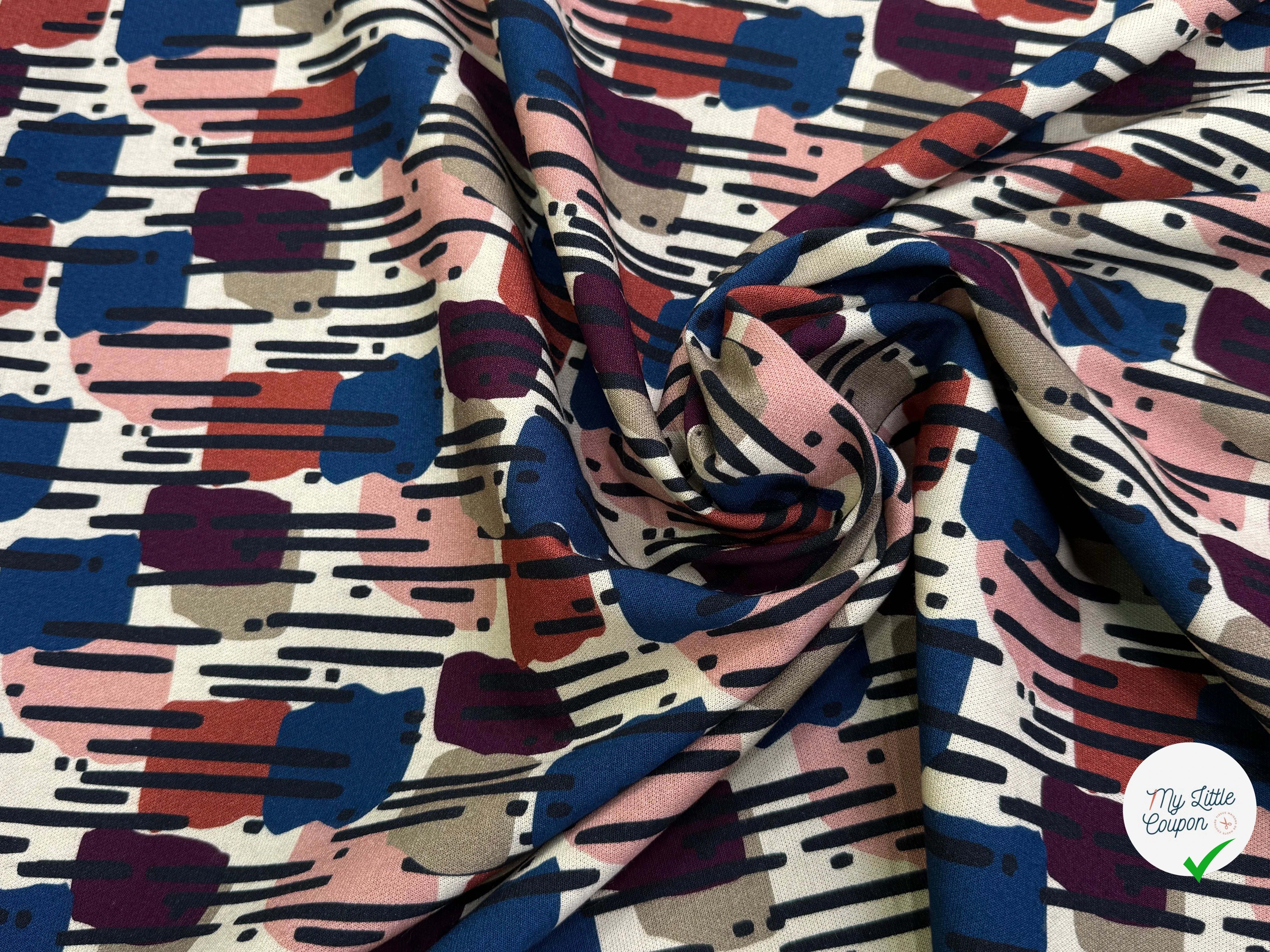 MAILLE VISCOSE STRETCH IMPRIMÉ MOTIF ANNÉES 70 MISTERY PLUIE - My Little Coupon