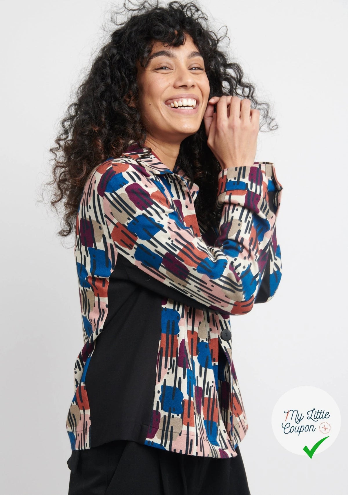 MAILLE VISCOSE STRETCH IMPRIMÉ MOTIF ANNÉES 70 - My Little Coupon