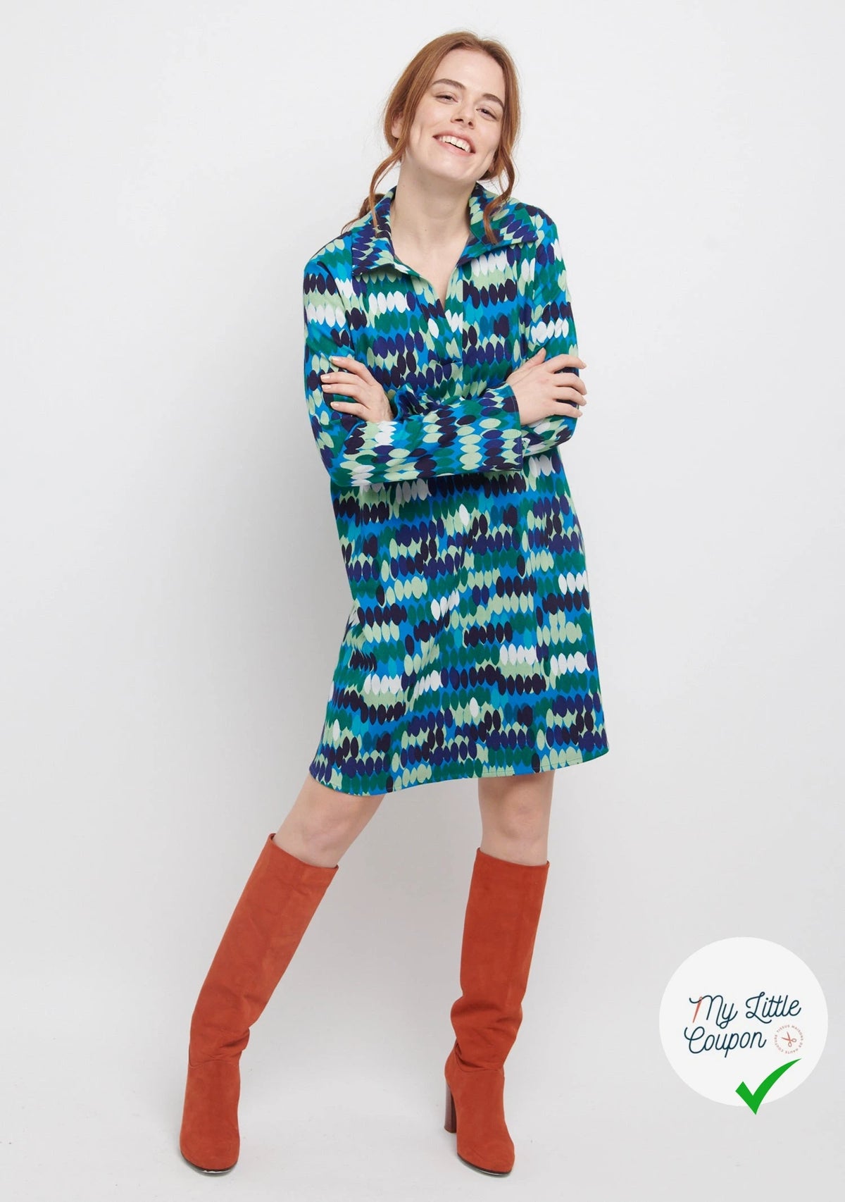 MAILLE VISCOSE STRETCH IMPRIMÉ OLIVES BLEU - My Little Coupon