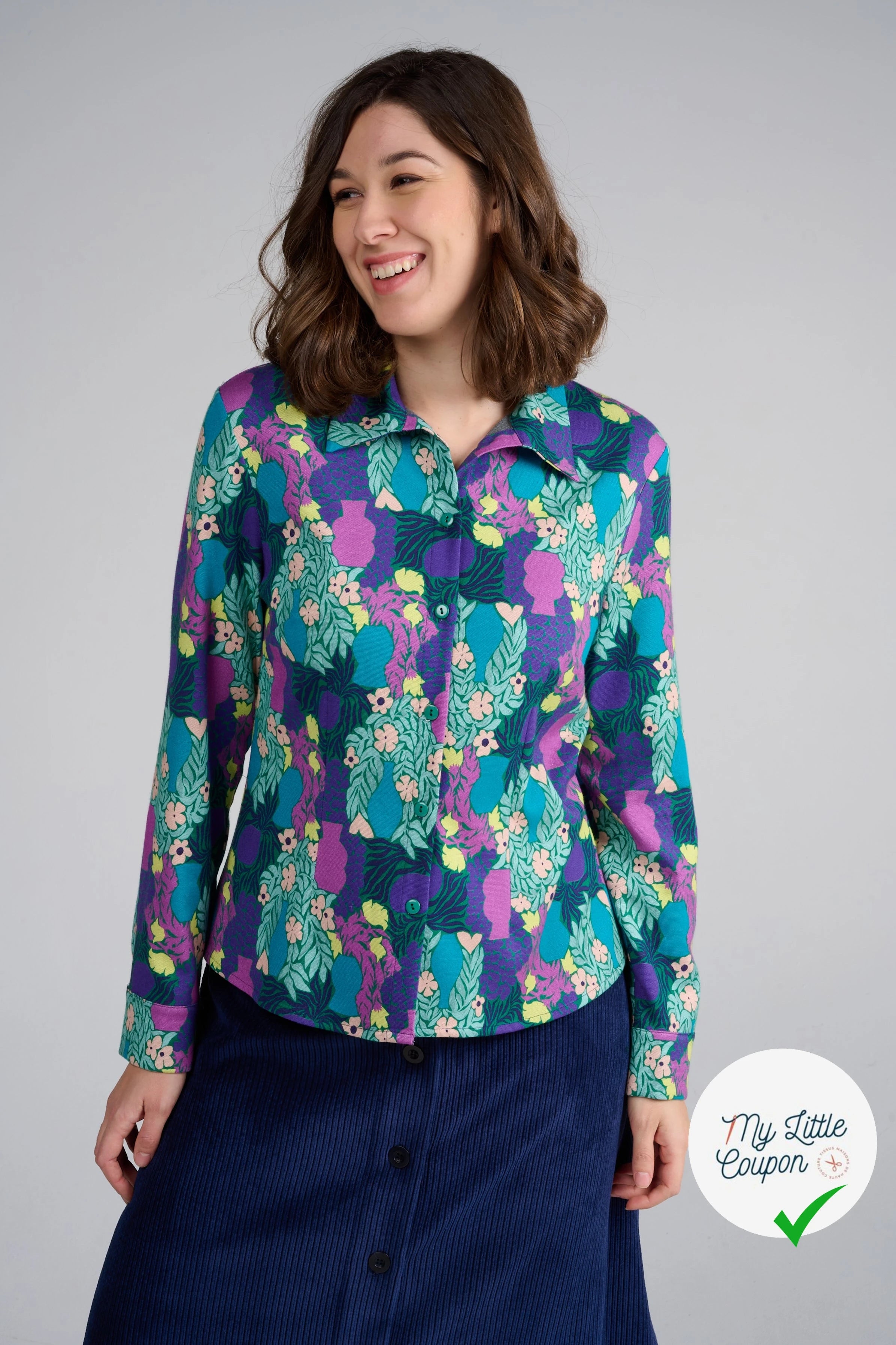 MAILLE VISCOSE STRETCH IMPRIMÉ VASES ET FEUILLAGES ESPRIT MATISSE - My Little Coupon