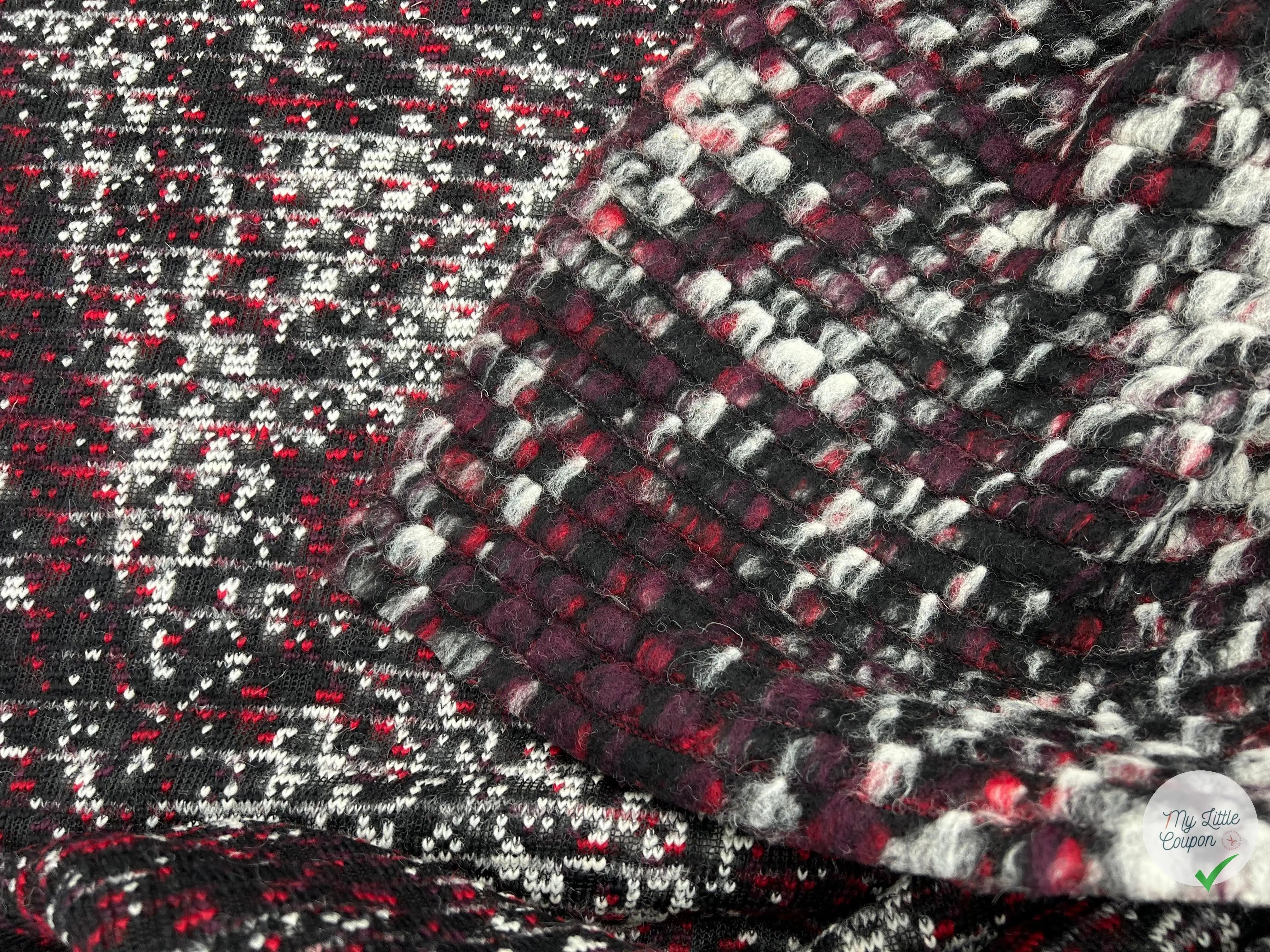 MANTEAU BOUCLETTE STRUCTURE MAILLE CHINÉ MULTICOLORE - coupon de tissu de 3 mètres - My Little Coupon - tissu - coudre