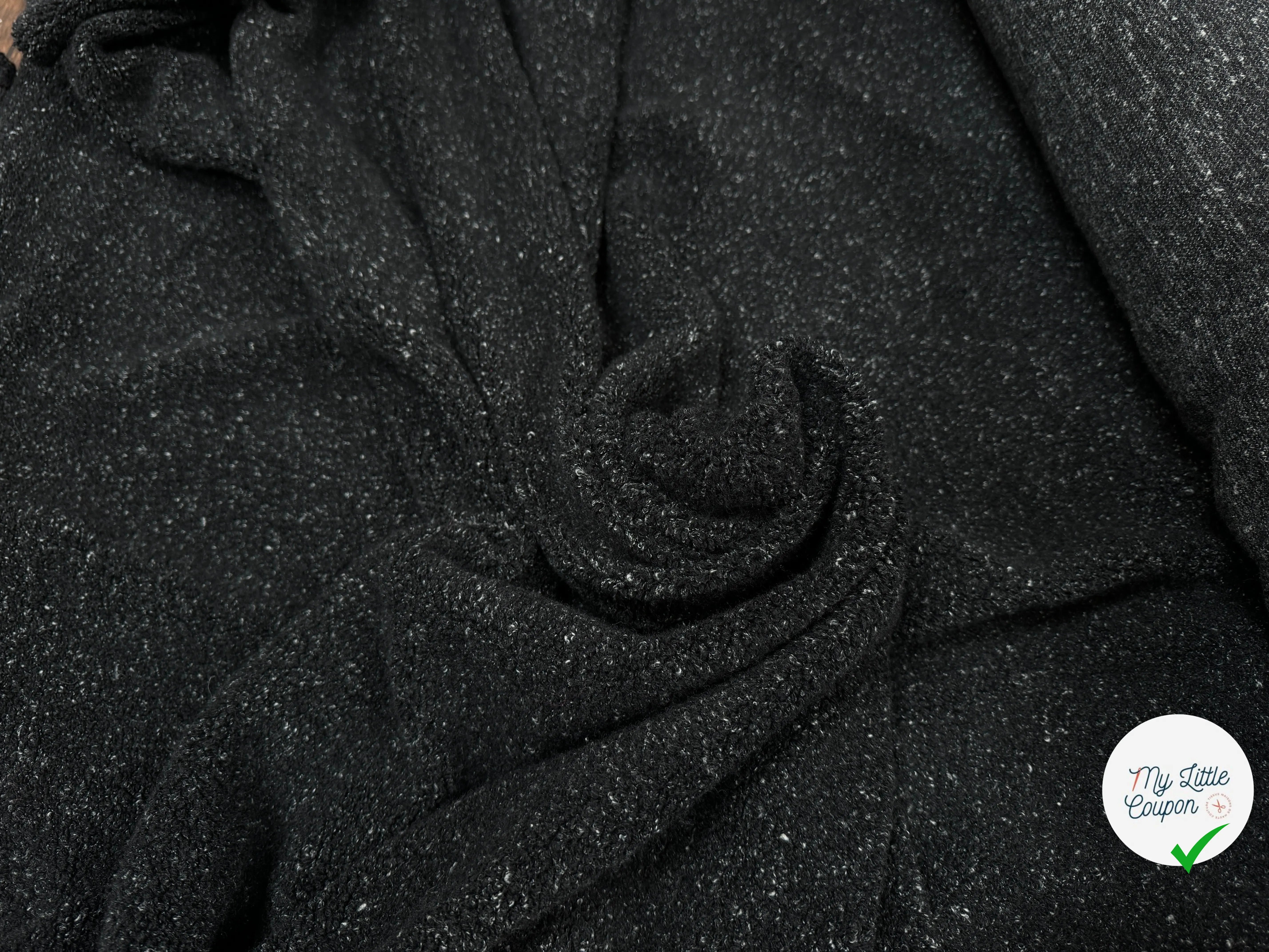 MANTEAU CHENILLE NOIR CHINÉ TRICOT - My Little Coupon