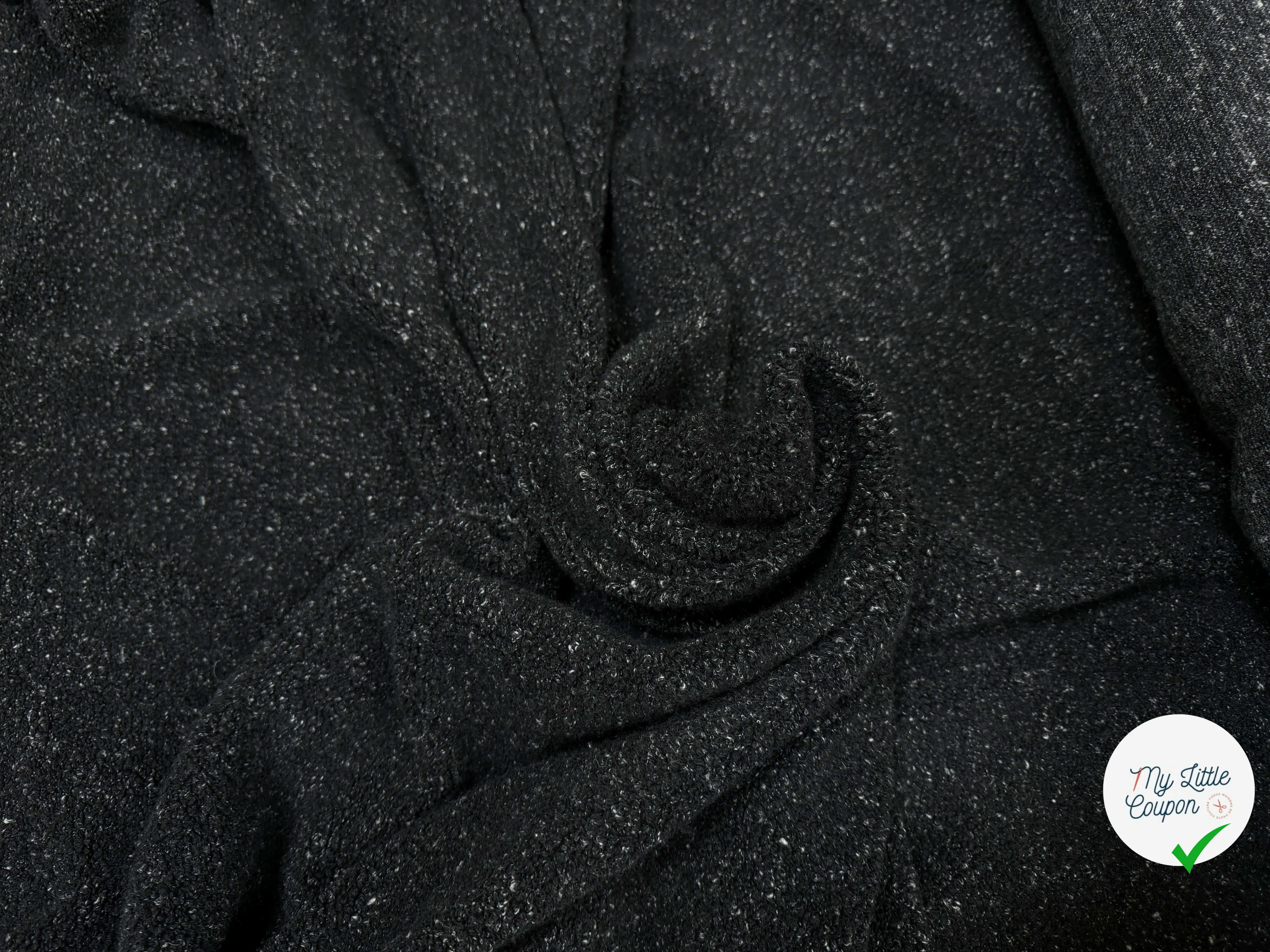 MANTEAU CHENILLE NOIR CHINÉ TRICOT - My Little Coupon