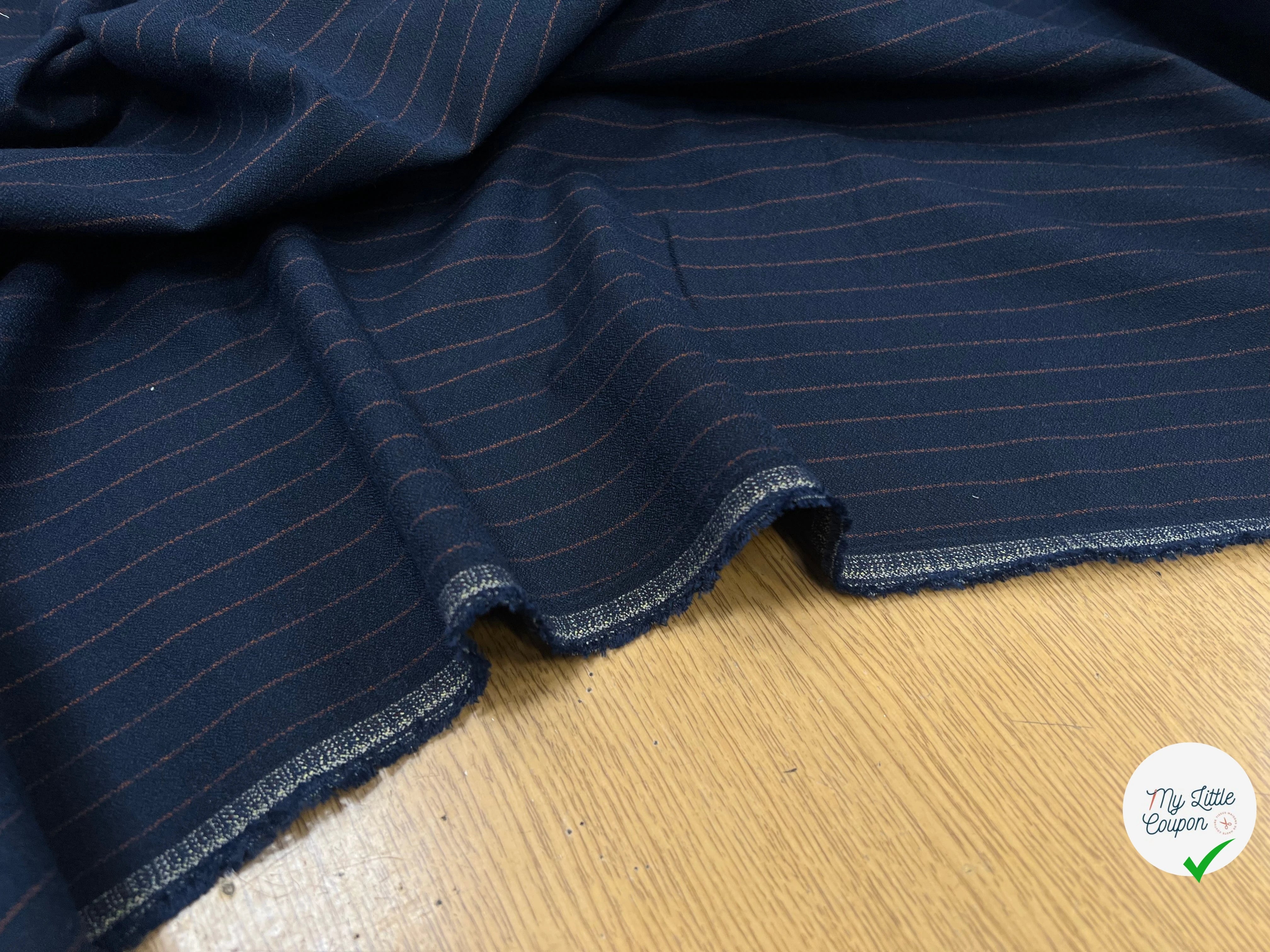 MILANO MOUSSE RAYÉ POLYESTER  MARINE - My Little Coupon